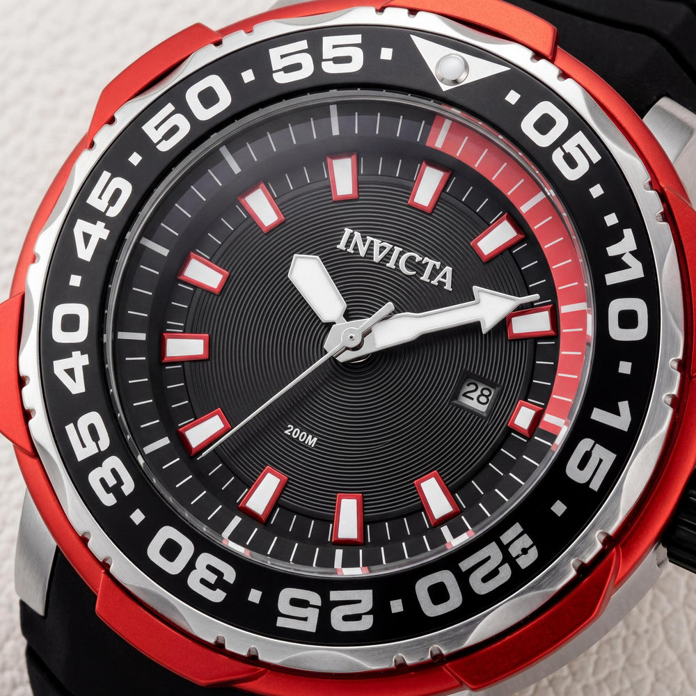 Invicta Pro Diver - Ocean Voyage 48341 Men's 52mm Stainless Steel Black Dial Quartz 20 ATM Silicone Strap Watch