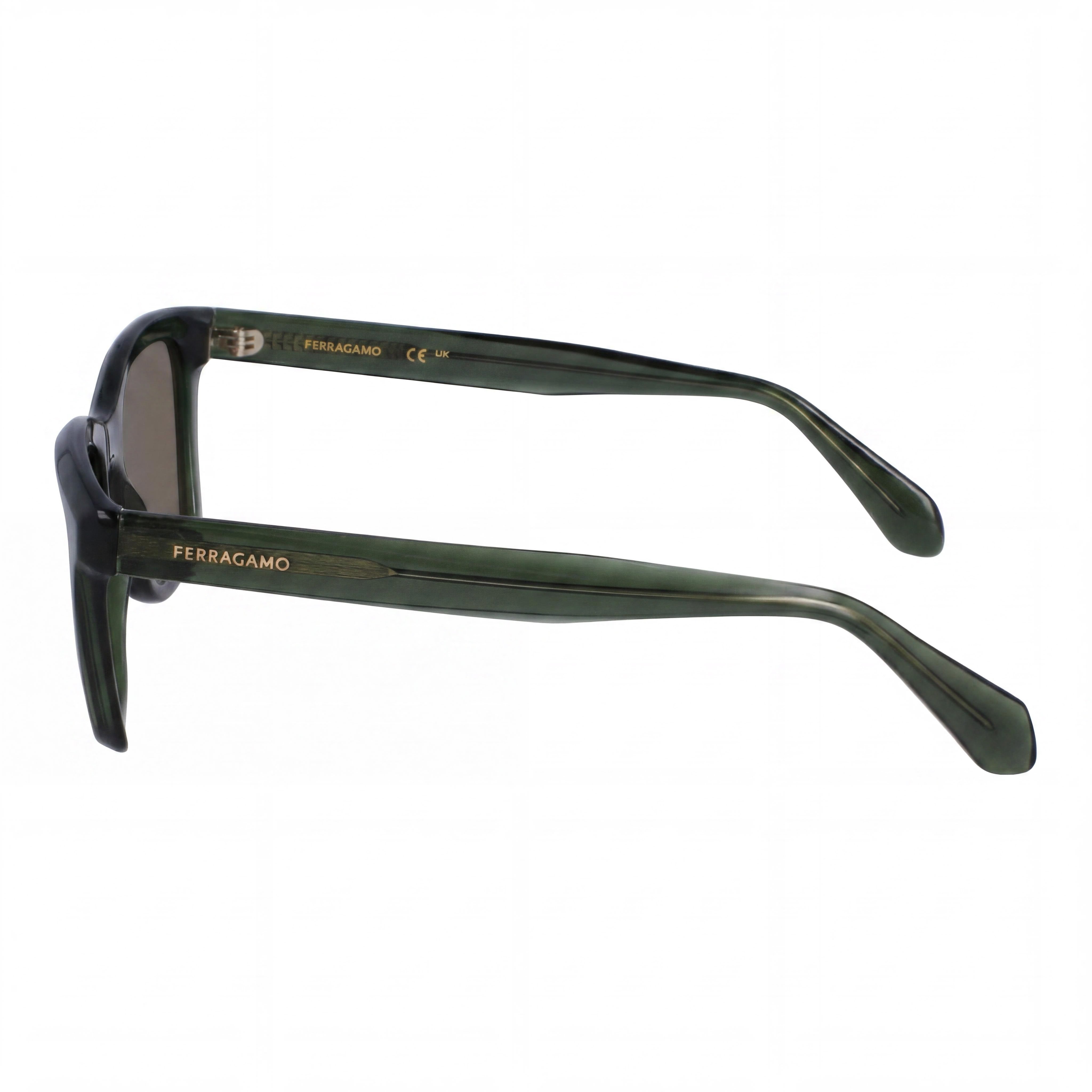 Salvatore Ferragamo Sf2001s Men's Plastic Polarized Sunglasses Transparent Khaki Green 54mm, Photo 3