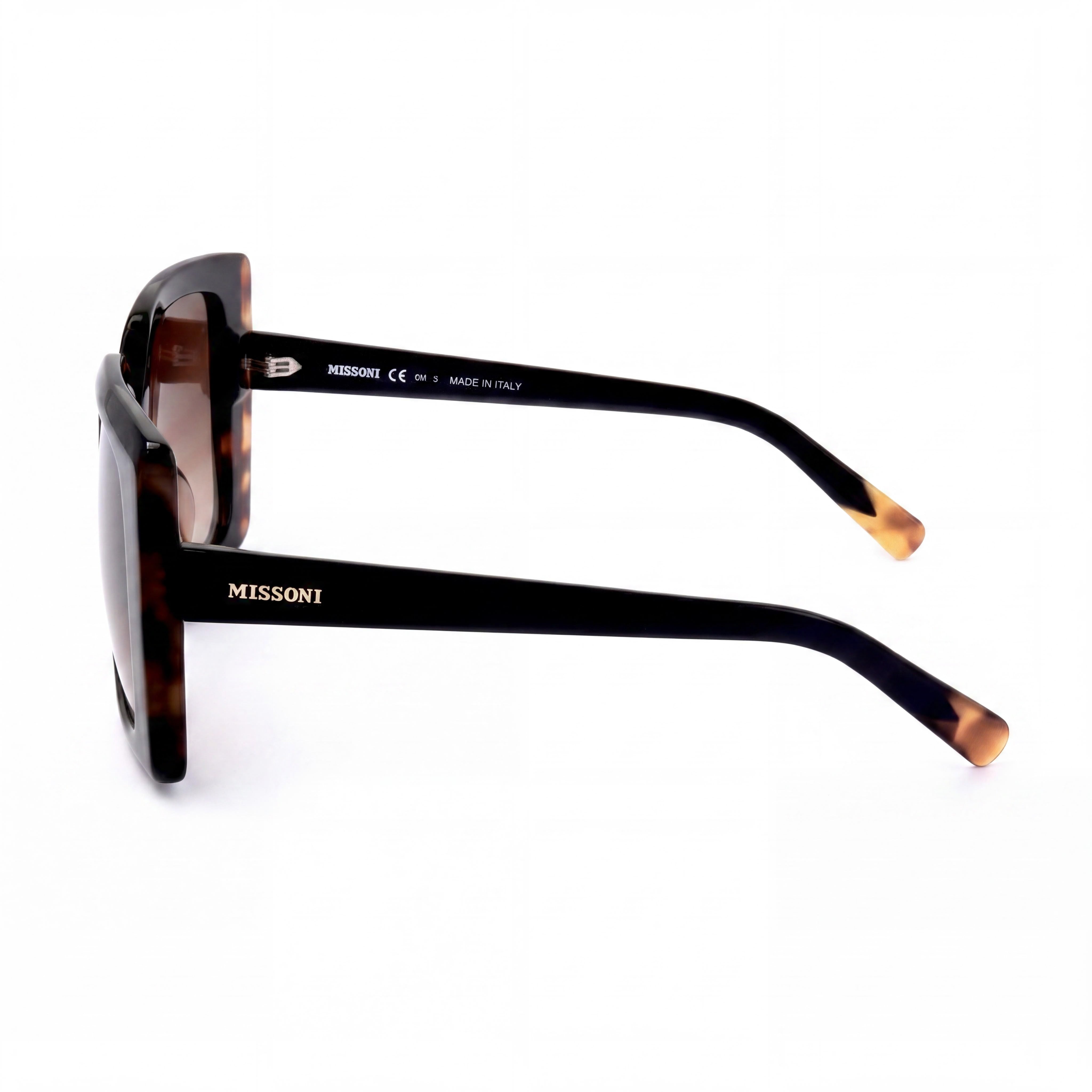 M Missoni Gafas de sol de mujer cuadradas casuales de acetato negro havana sin polarizar degradado 54-22-145, Photo 3