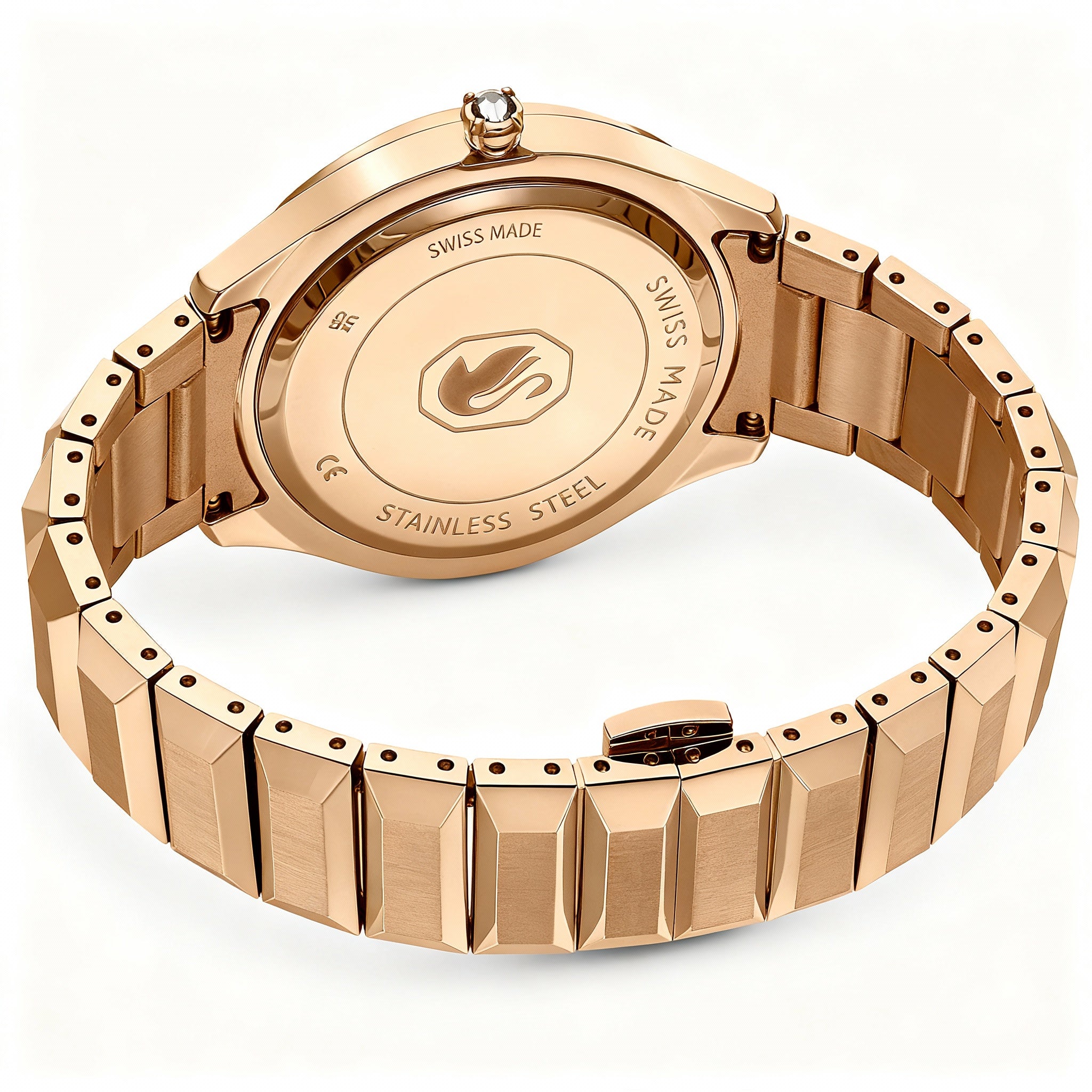 Swarovski Women's Dextera Watch Rose Gold Tone Metal Case & Strap with Black Crystal Face Glow In The Dark 6.25in Strap, Photo 3