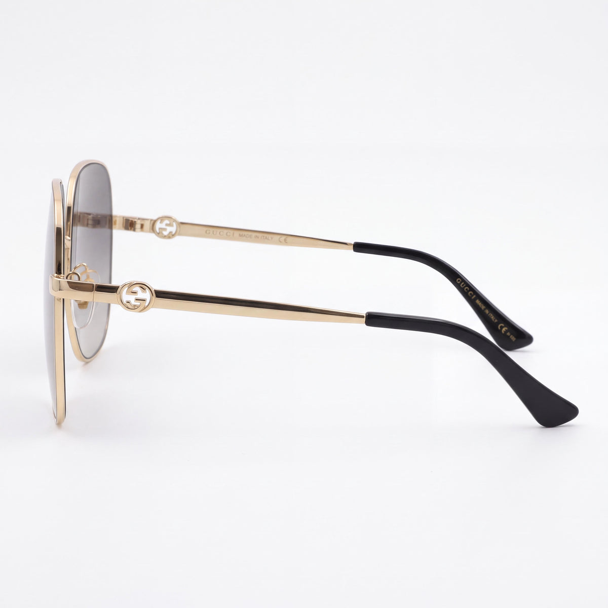 Gafas de sol Gucci GG1089SA cuadradas para mujer en metal dorado, ajuste asiático, con protección UV gris degradado, 61 mm, Photo 2