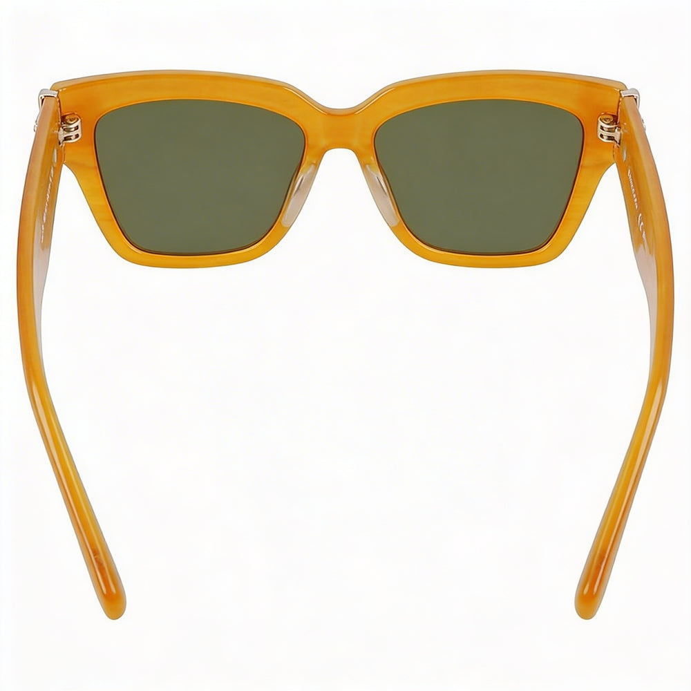 Gafas de sol casuales Longchamp LO745S de acetato para mujer con montura color miel y lentes de policarbonato UV 400 de 53mm