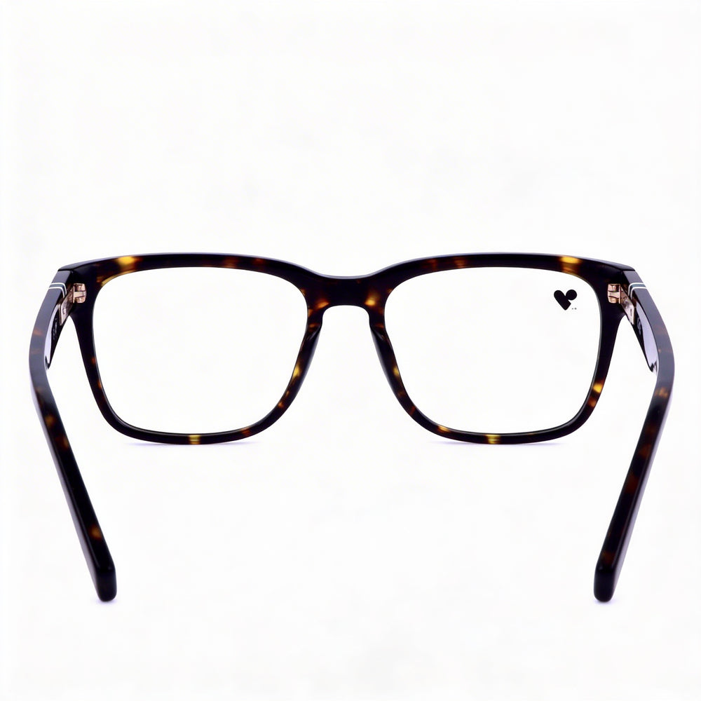 Gafas unisex Lacoste Modern de acetato en color Havana oscuro, 53 mm. Lentes transparentes de demostración, aptas para prescripción médica.
