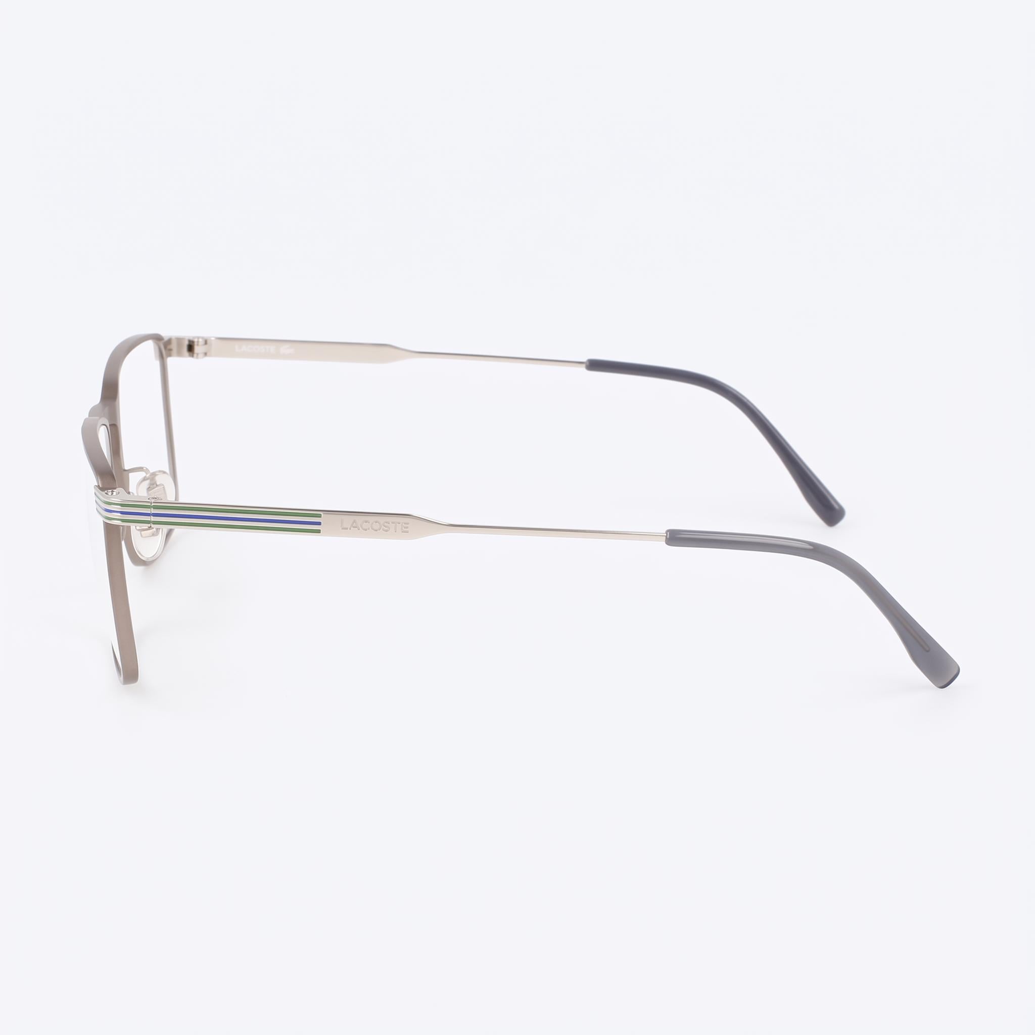 Lacoste Gafas Casual para Hombre, Montura semimate de rutenio oscuro, Lentes de plástico transparente 54-18-145, Photo 3