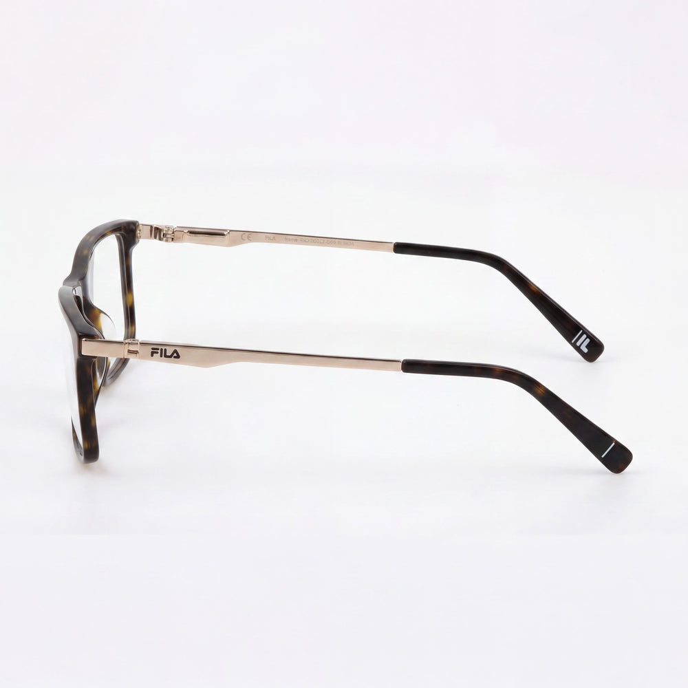 Fila Classic Unisex Eyeglasses with Acetate-Metal Combination Frame in Shiny Dark Havana 54mm