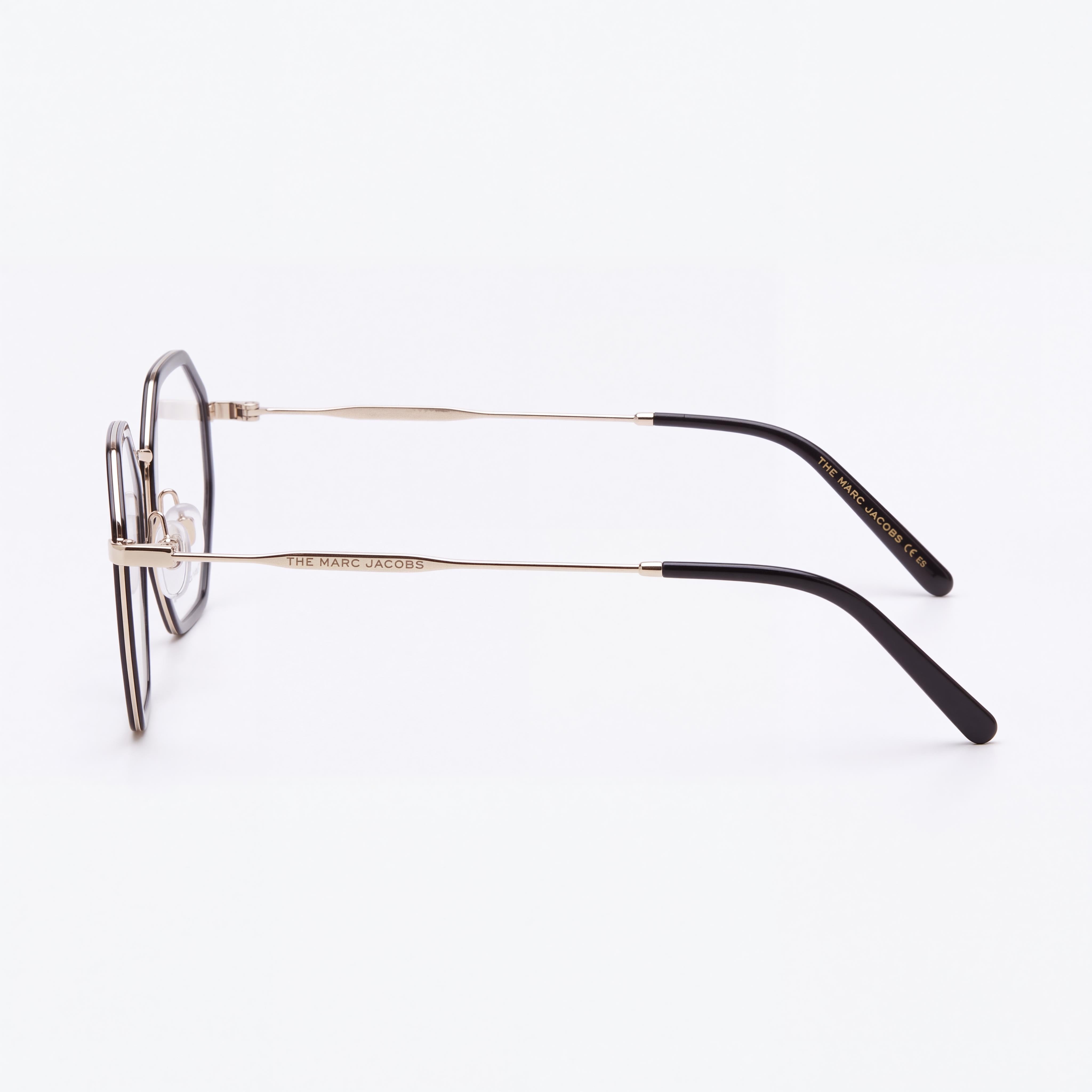 Gafas Marc Jacobs Modern para Mujer, Color Negro y Dorado, de Acero Inoxidable, Montura Cuadrada Completa, Ancho de Lente 50mm, Photo 2