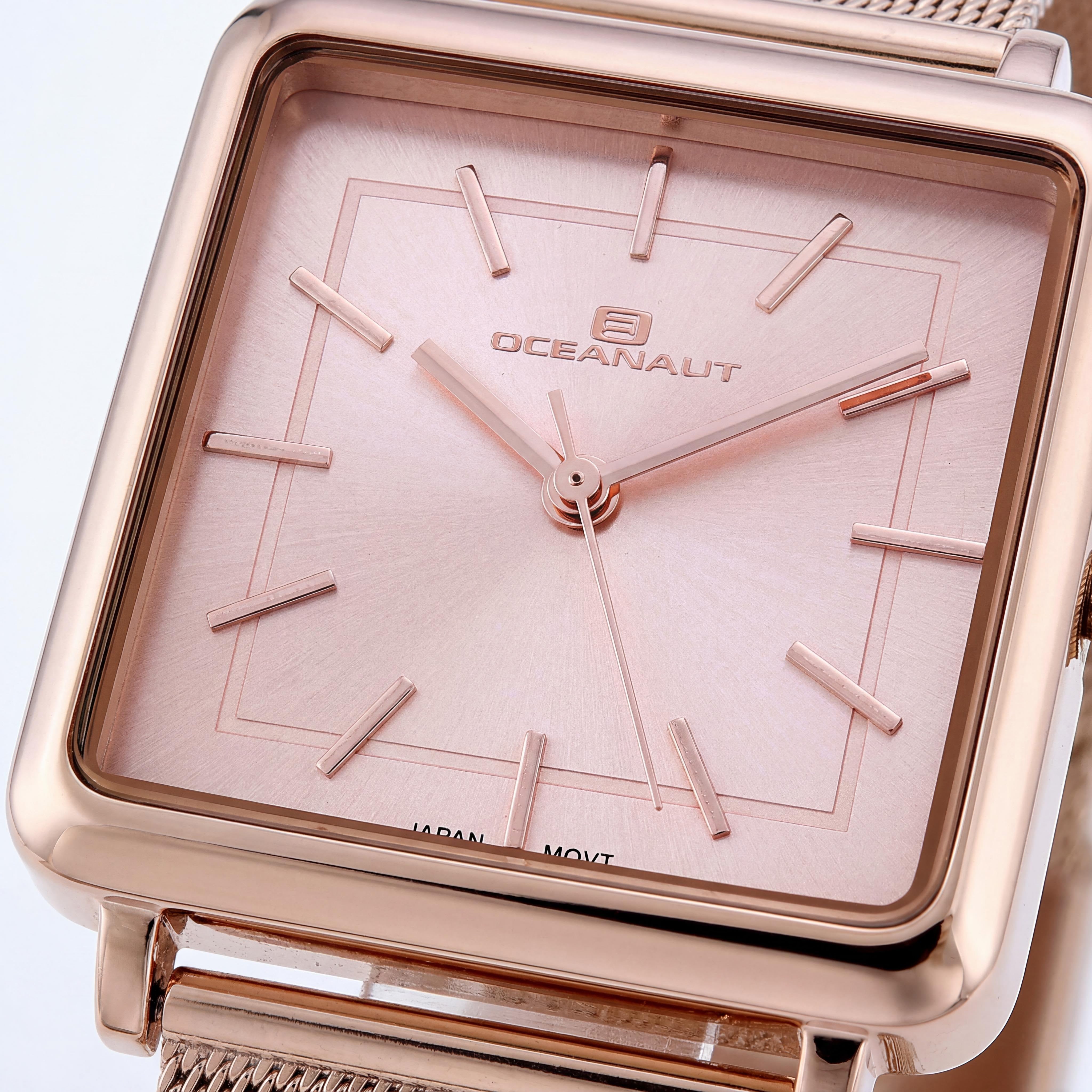 Reloj de cuarzo Oceanaut para mujer, acero inoxidable con esfera y pulsera de oro rosa, resistente al agua 30M, Photo 2