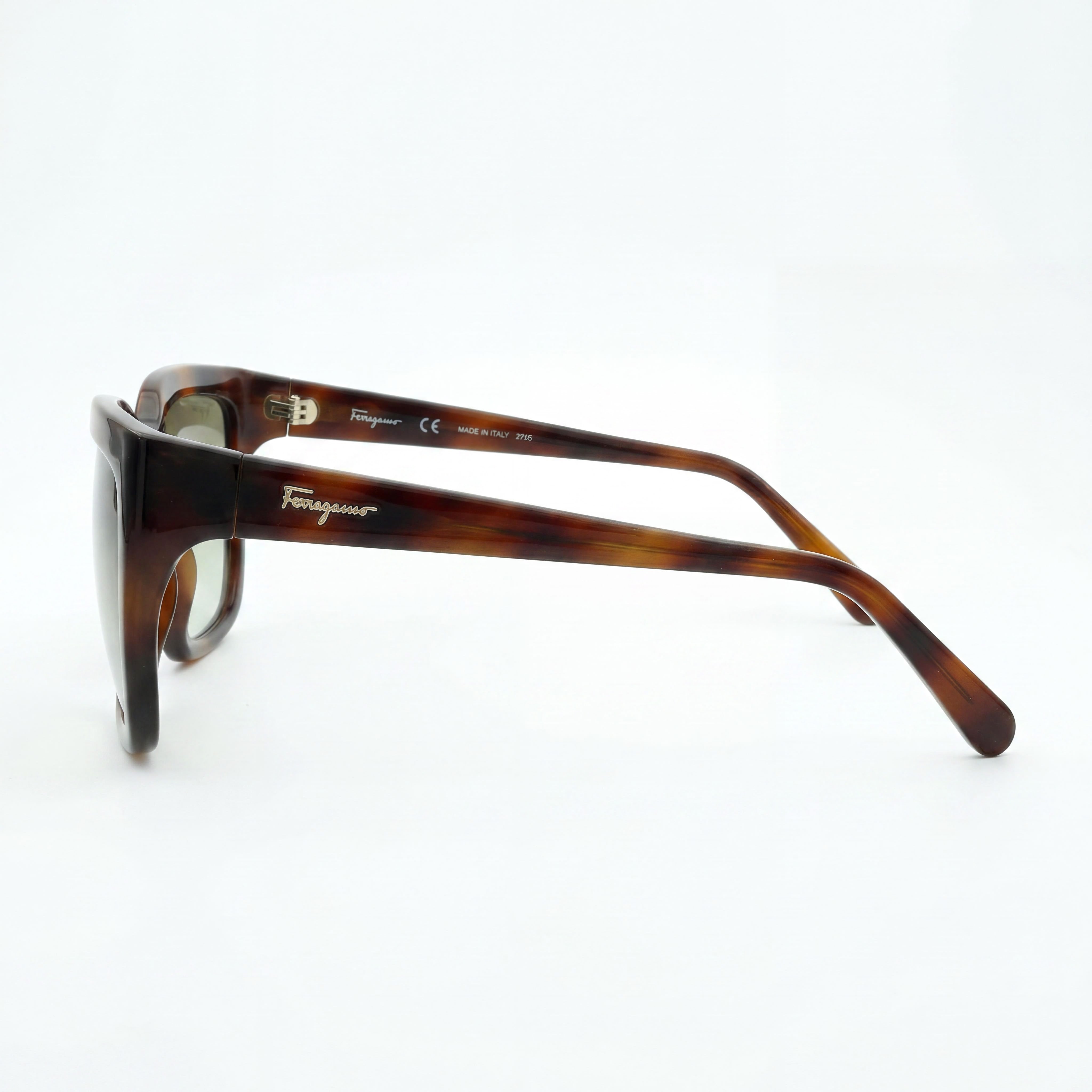 Gafas de sol de plástico carey para mujer Ferragamo Sf1018s 214 con lentes UV verde oscuro 59 mm, Photo 3