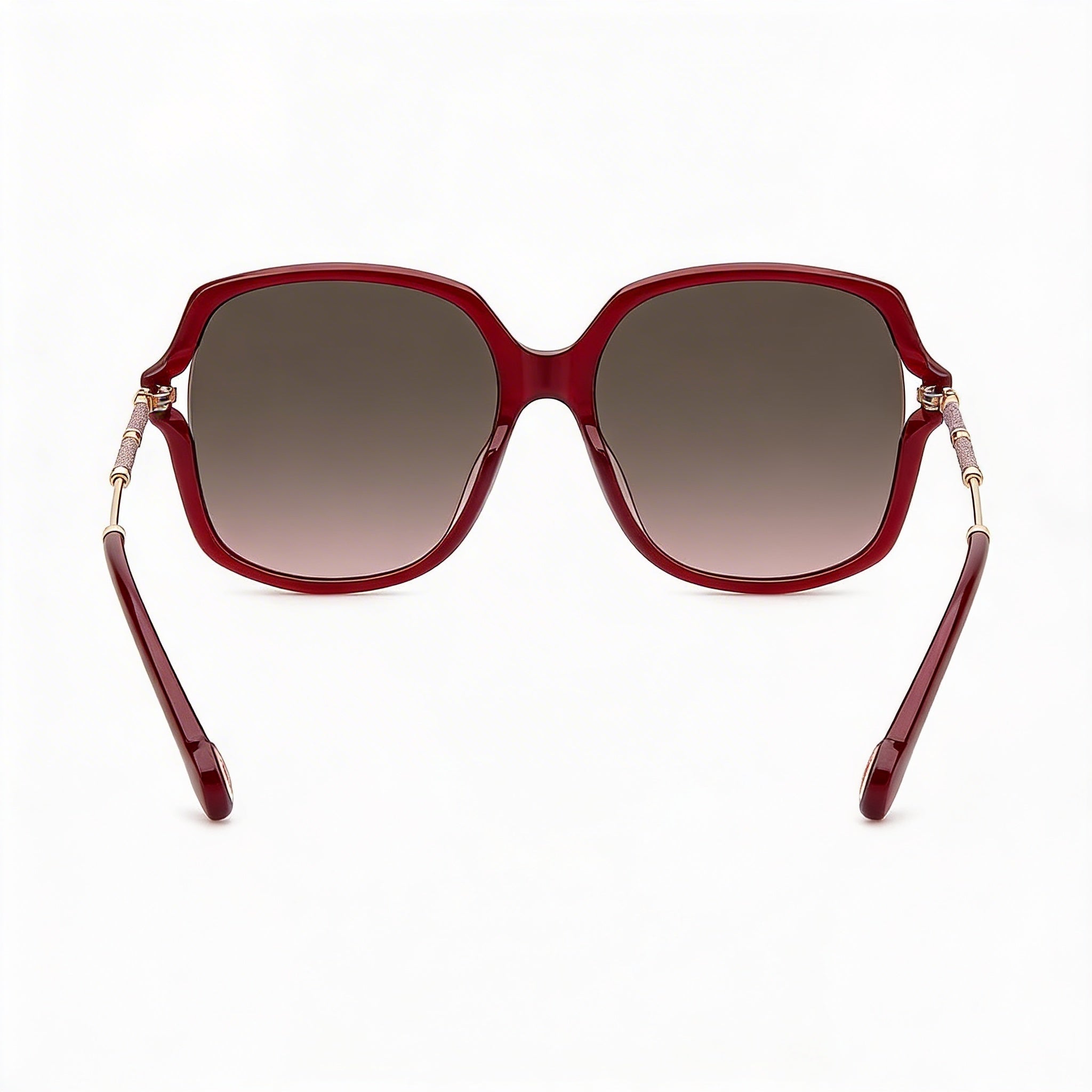 Carolina Herrera Casual Gafas de sol con protección UV de mariposa de plástico sombreado marrón burdeos para mujer 58, Photo 3