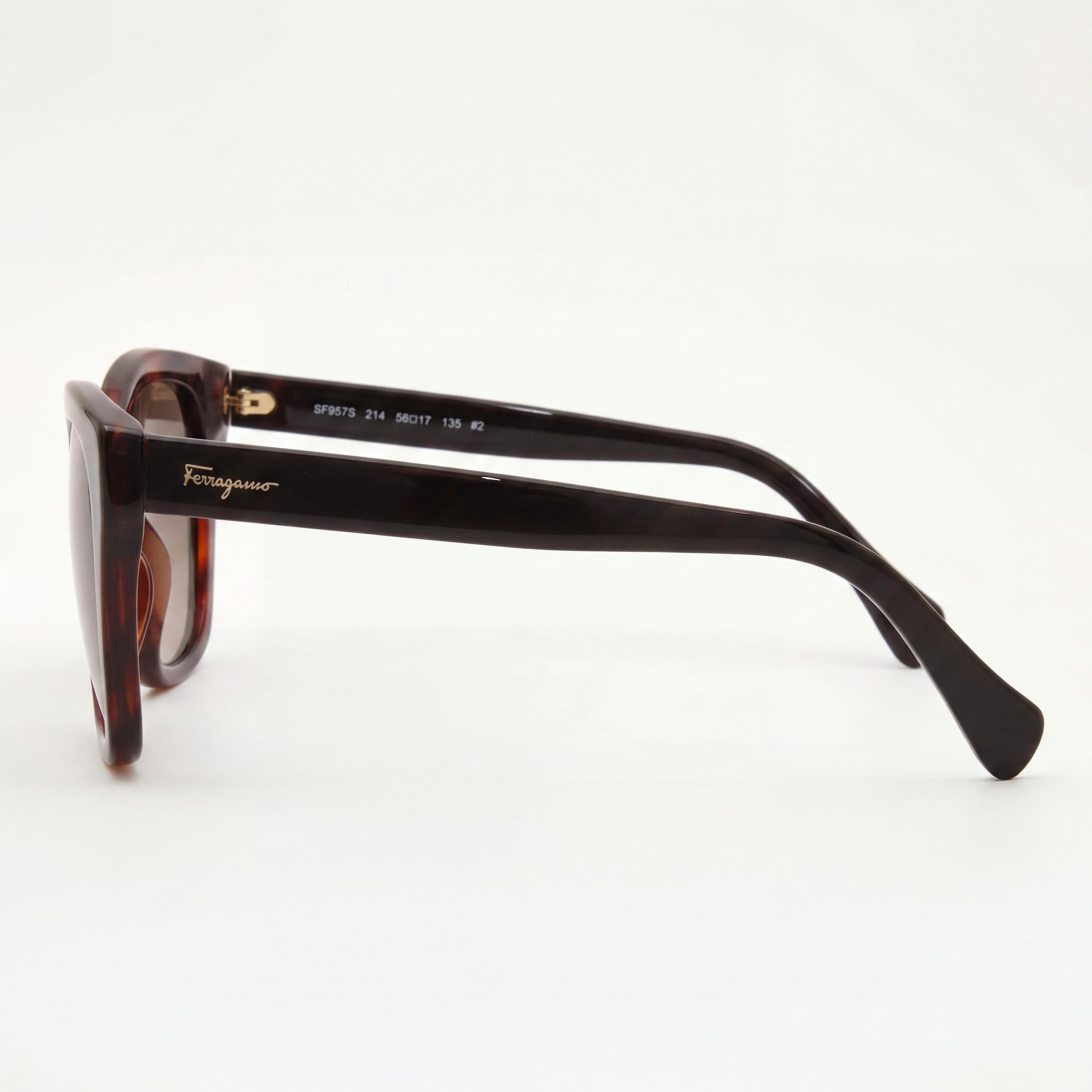 Salvatore Ferragamo SF957S Women's Classic Cat Eye Tortoise Frame Brown Lens 56mm UV Protection, Photo 2