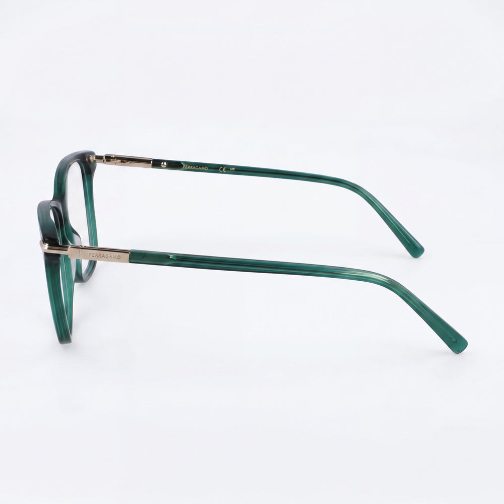 Ferragamo Sf3013 Men's Transparent Green Acetate Frame Eyewear with 53mm Lens, 15mm Bridge, and 140mm Temple Length
