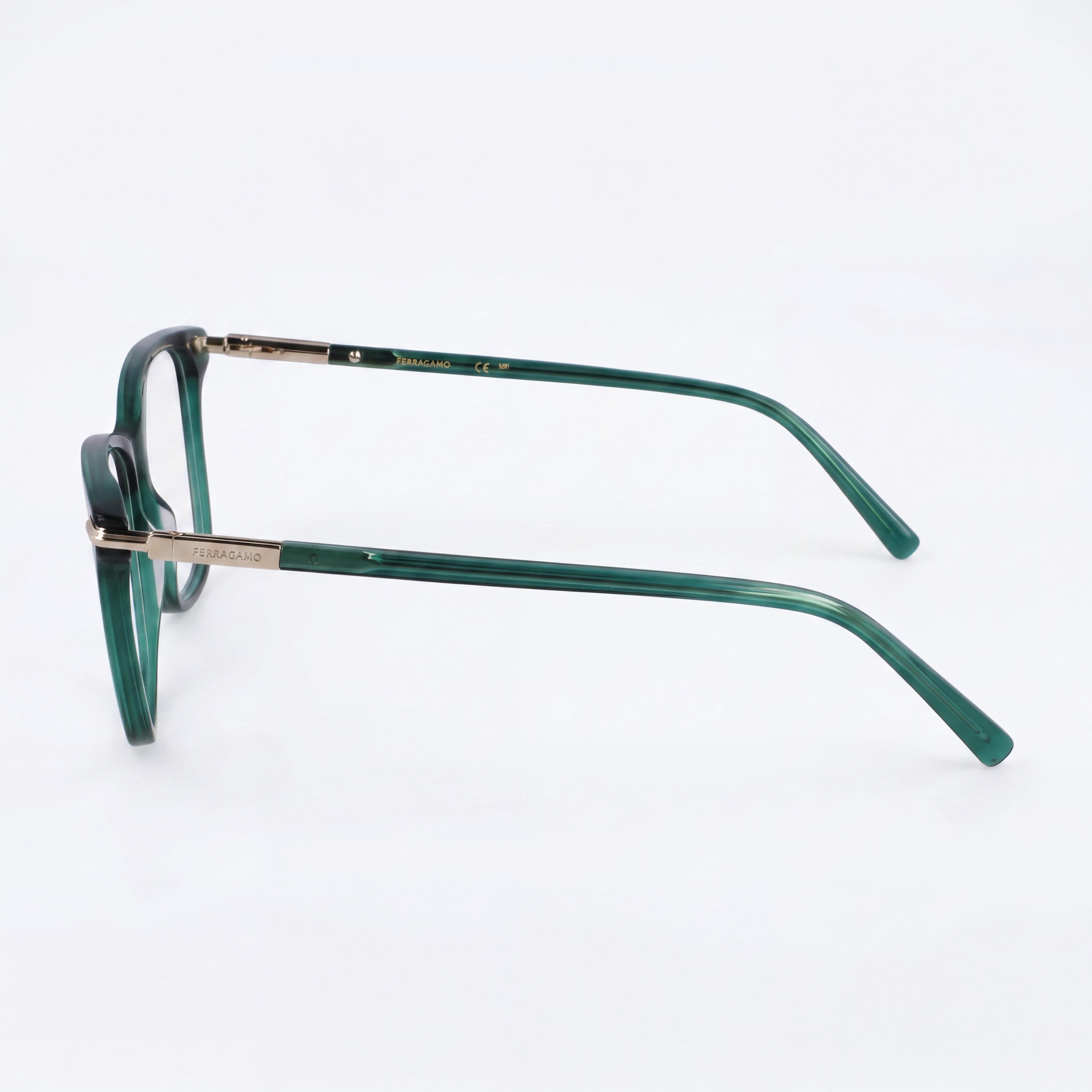 Ferragamo Sf3013 Men's Transparent Green Acetate Frame Eyewear with 53mm Lens, 15mm Bridge, and 140mm Temple Length, Photo 3