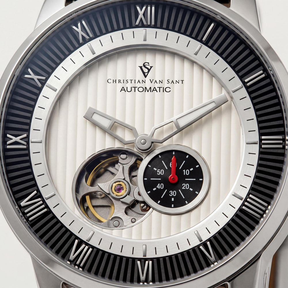 Christian Van Sant Modern Men's White Dial Automatic Movement Watch with Water Resistant Feature
