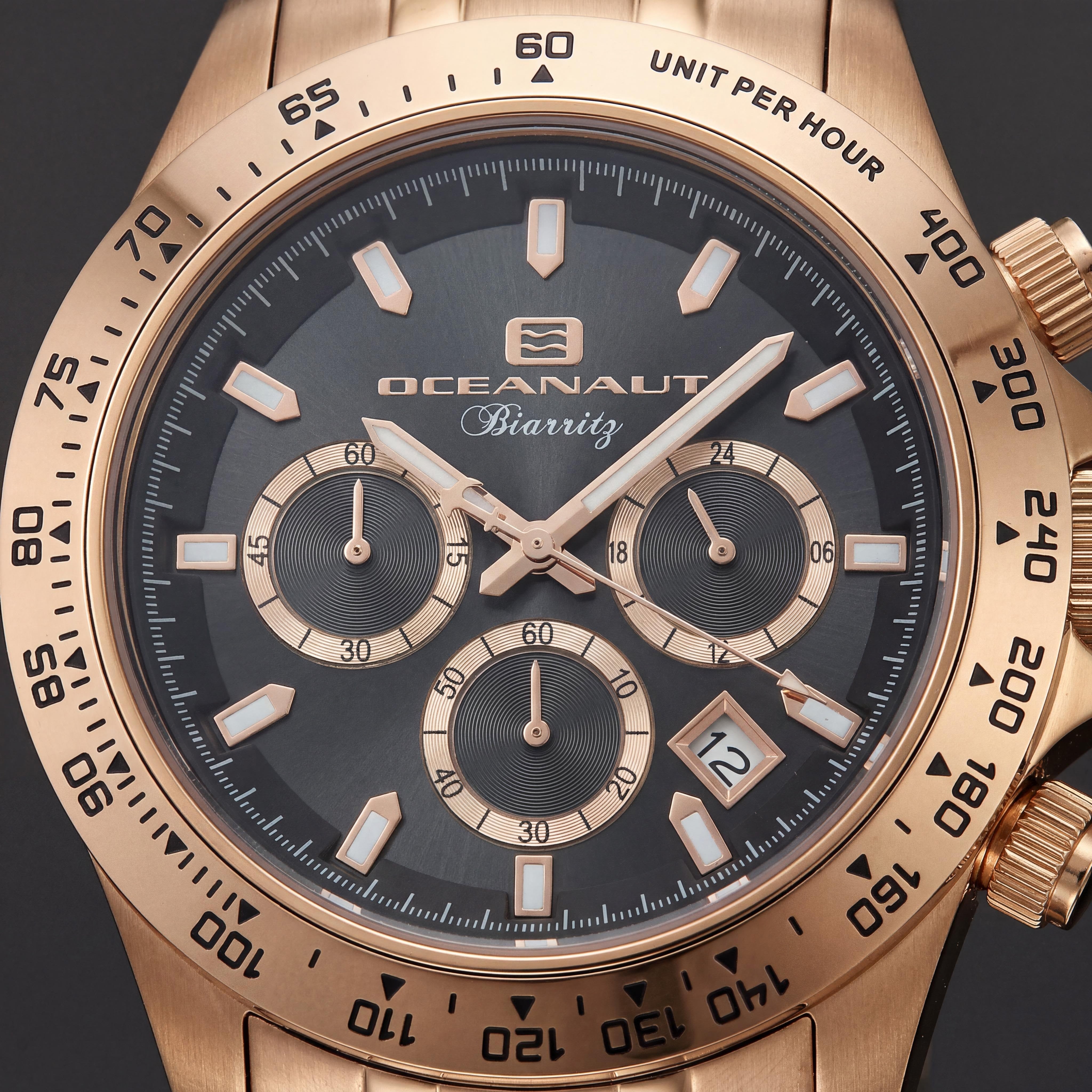 Oceanaut OC6119 Biarritz Men's Chronograph Water Resistant Analog-Quartz Watch with Rose Gold Black Finish, 44mm, Photo 2