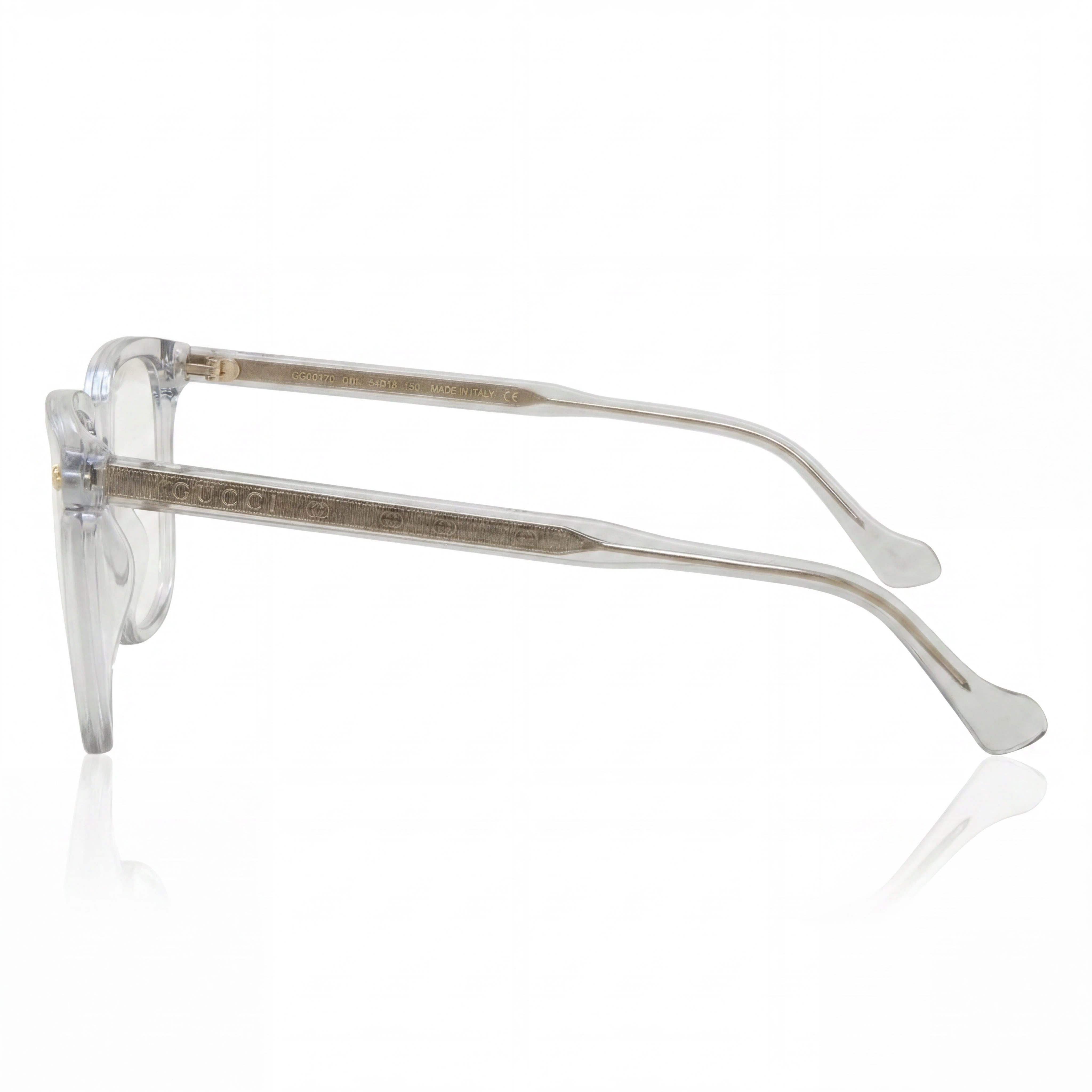 Gucci Men's Gucci Logo GG0737O Shiny Transparent Grey Acetate Rectangular Full Rim Eyeglasses 56mm, Photo 2