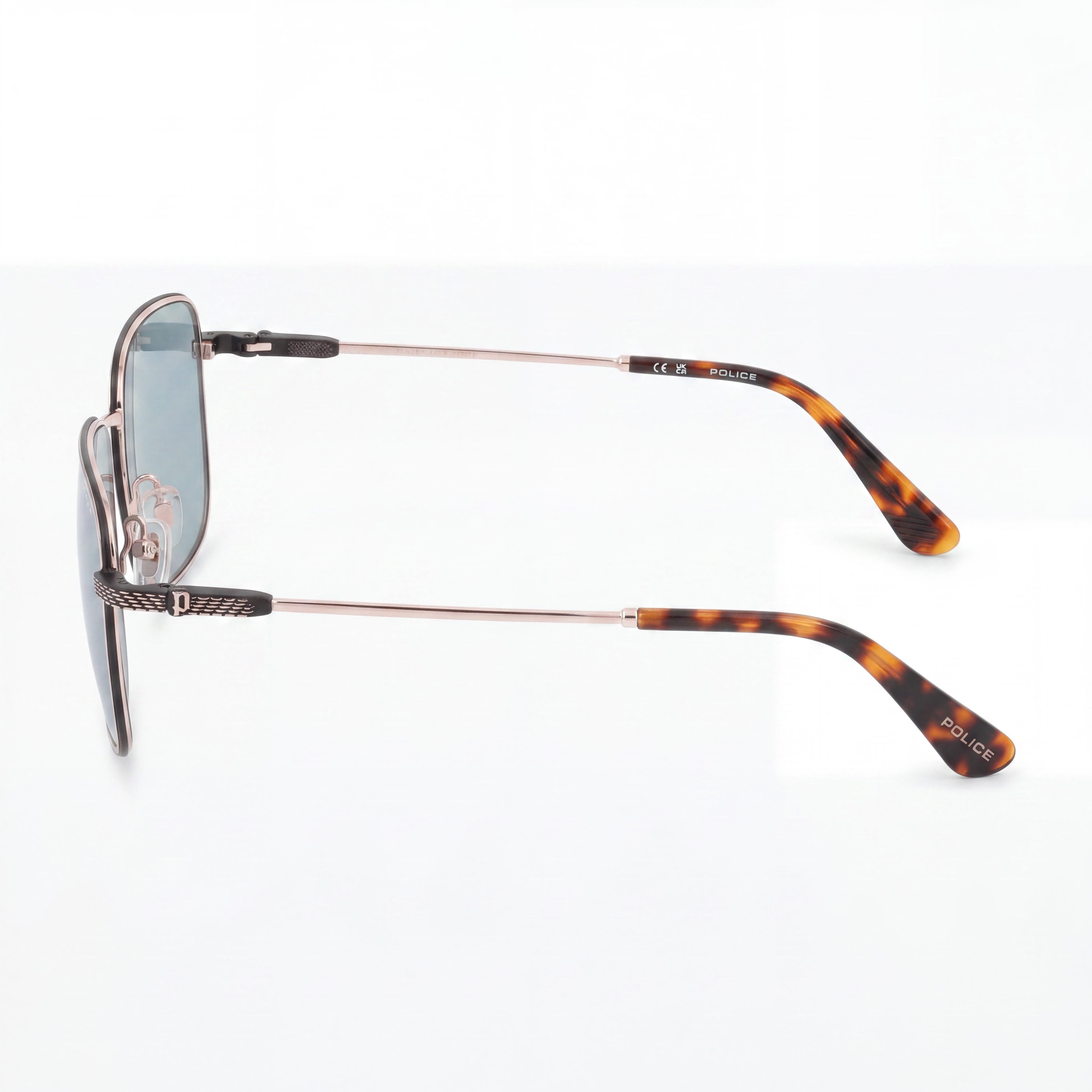 Gafas de sol Police casuales de hombre con montura de acero inoxidable en oro rosa y lentes de policarbonato, tamaño 57-19-150, Photo 3