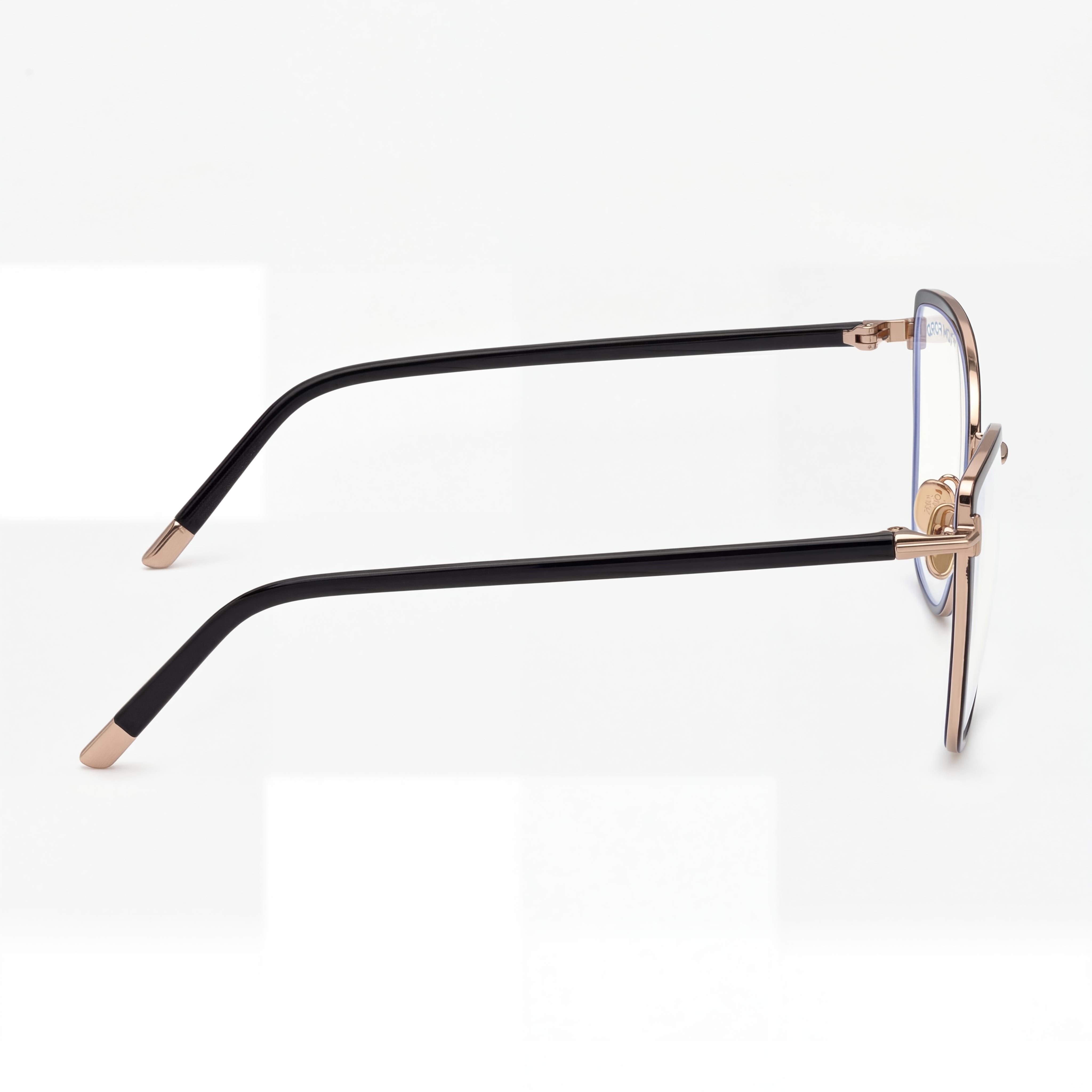 Gafas Tom Ford FT5740-B para mujer, estilo ojo de gato, de metal, con protección contra la luz azul, sin montura, esmaltadas en negro, oro rosa, 54 mm, Photo 3