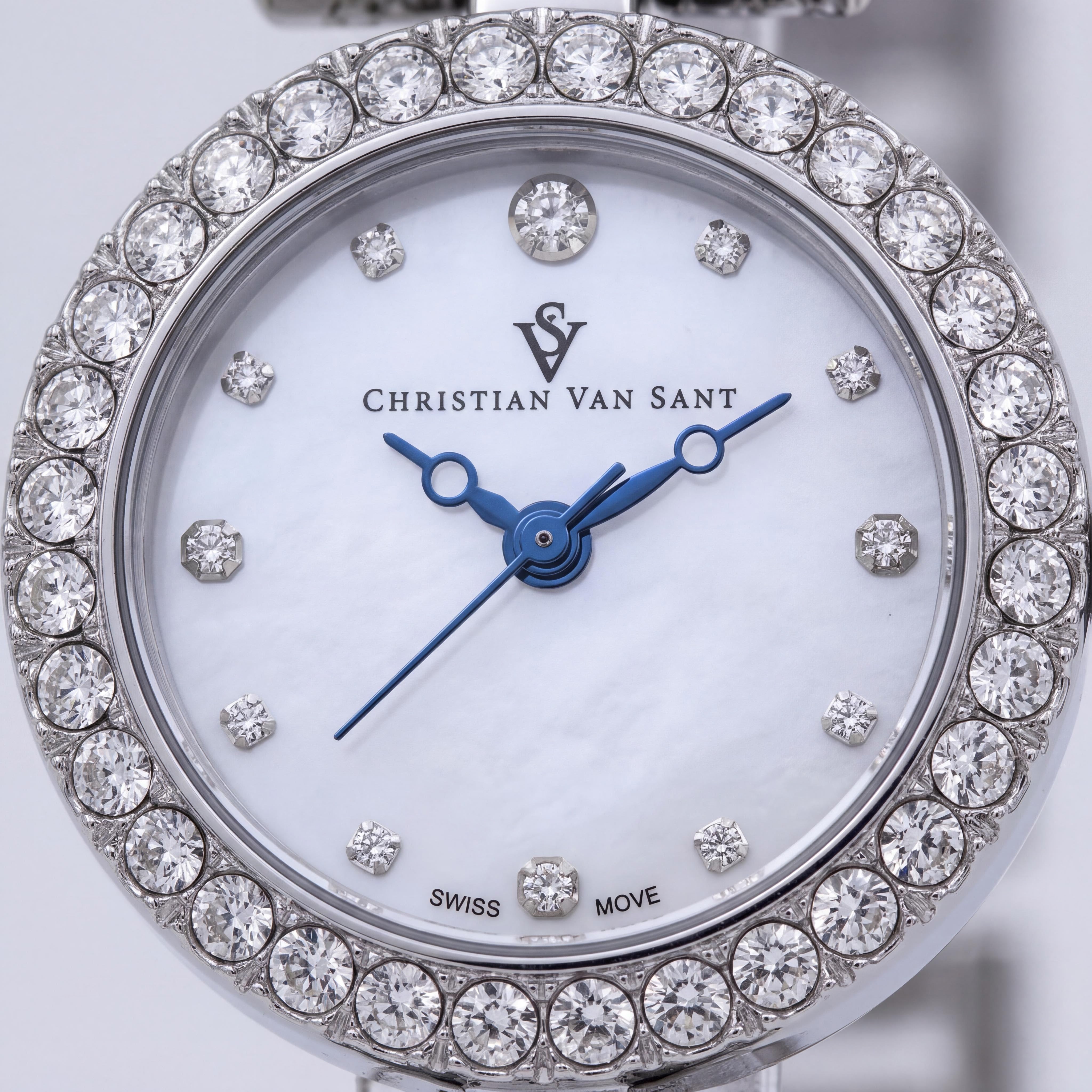 Christian Van Sant CV2950 Women's Silver Stainless Steel Case & Bracelet White Dial Quartz Watch with Mineral Crystal, Photo 2