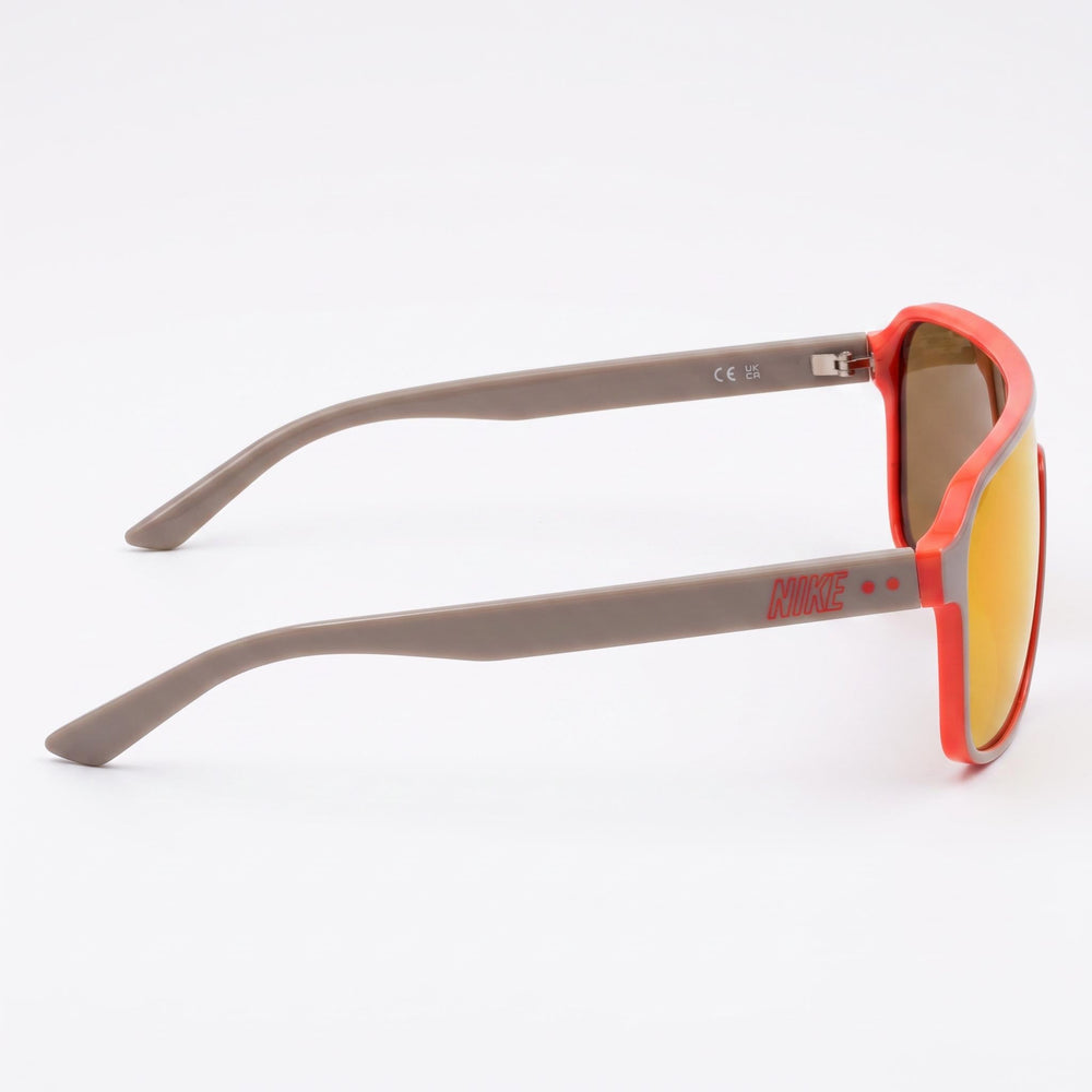 Nike Vintage Flyer Mirrored Unisex Sunglasses, College Grey Orange Flash Plastic Frame, Brown Orange Mirror Lenses, 100% UV, 64mm
