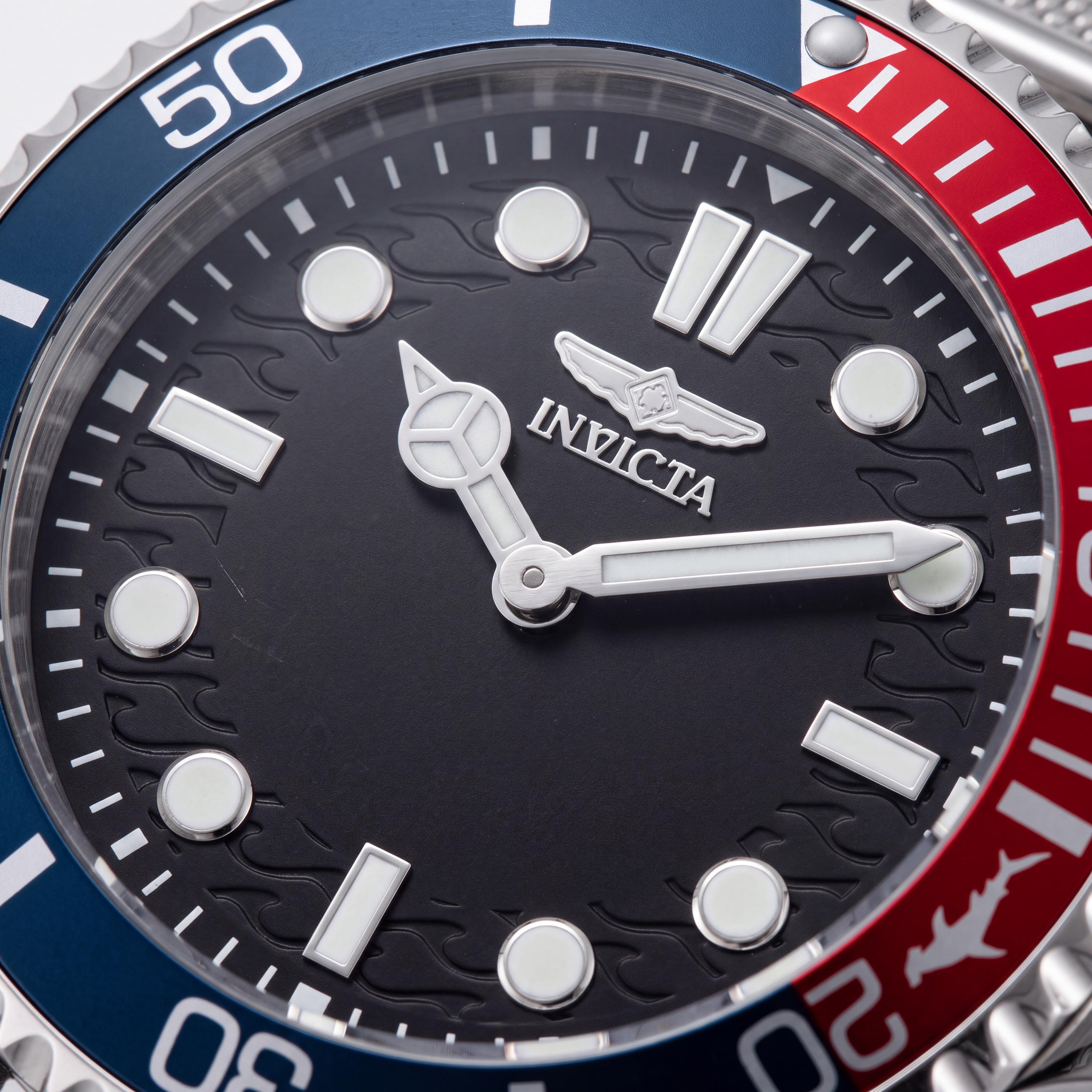 Invicta Pro Diver 49689 Reloj de Cuarzo para Hombre, Caja y Brazalete de Acero Inoxidable Plateado, Esfera Negra, 43mm, Photo 2