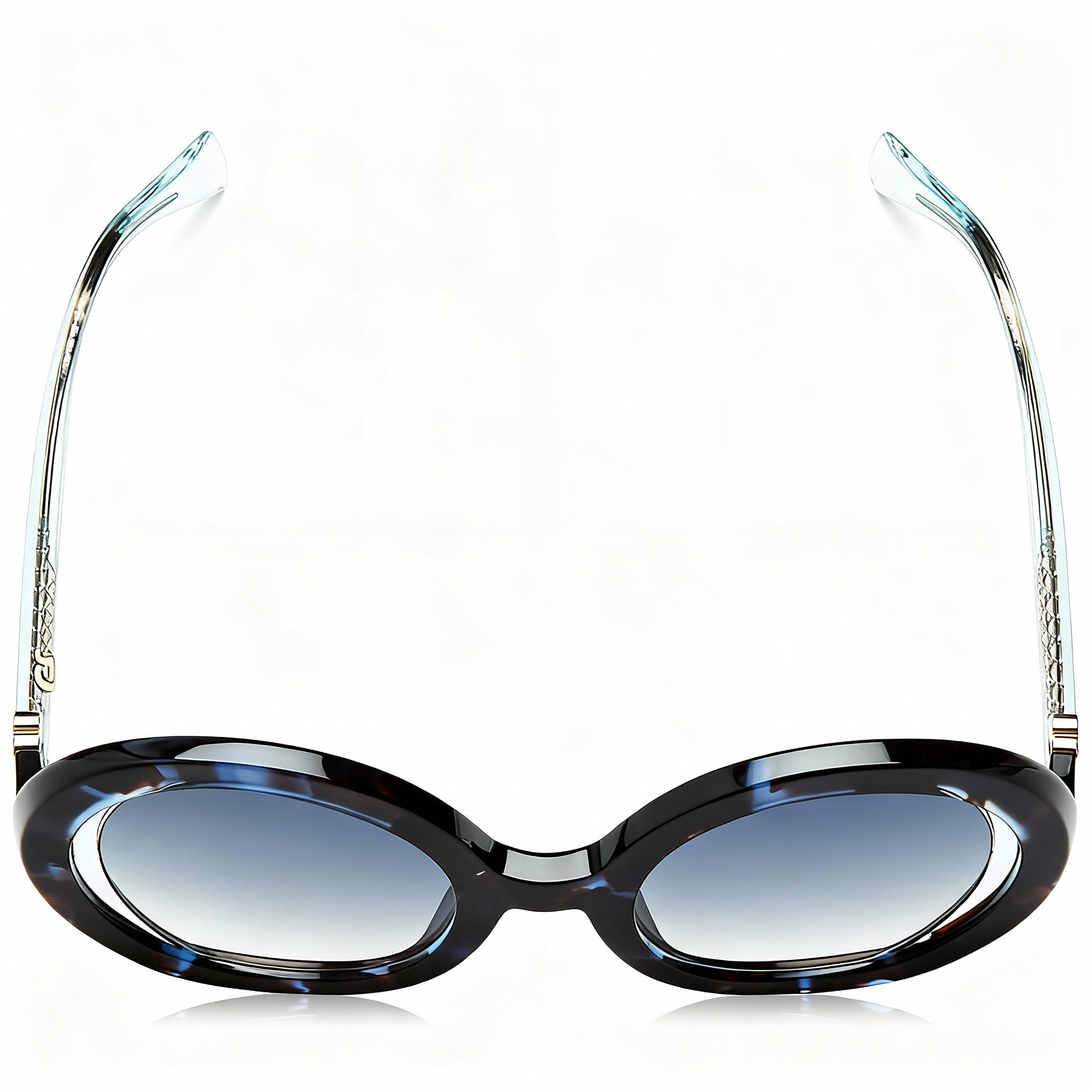 Just Cavalli SJC028 Women's Casual Transparent Blue Havana Metal Acetate Sunglasses, Smoke Gradient Yellow Lenses 58-17-140, Photo 4