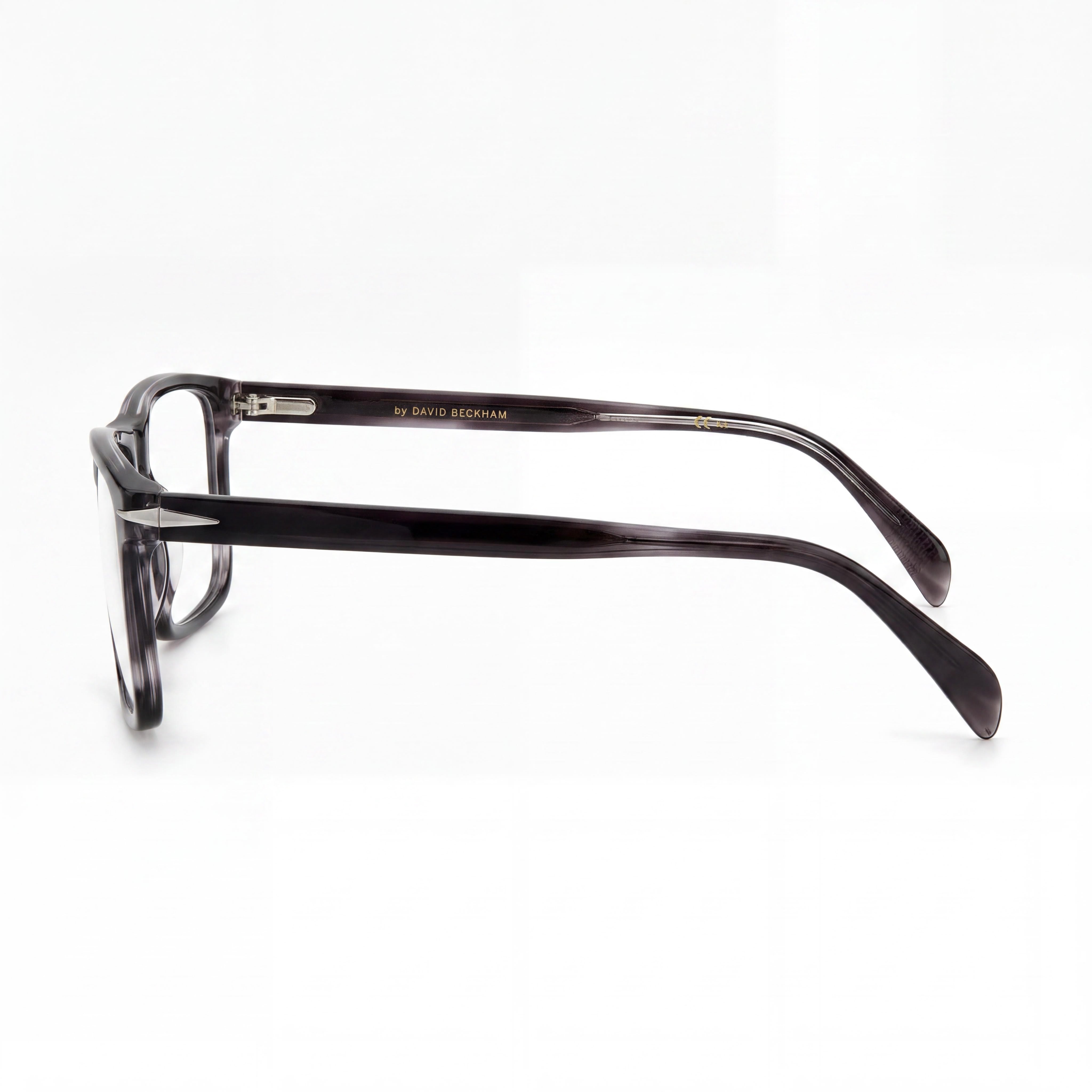 Gafas unisex contemporáneas David Beckham con montura de titanio y lentes de policarbonato, color gris cuerno, talla 56, Photo 3