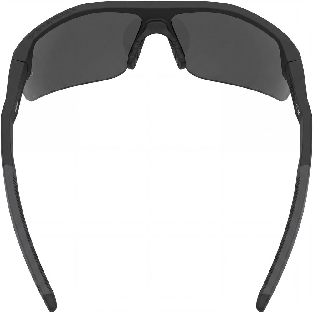 Gafas de sol deportivas Under Armour para hombre, negras mate, oleofóbicas, grises sin polarizar, poliamida 80 mm, protección UV