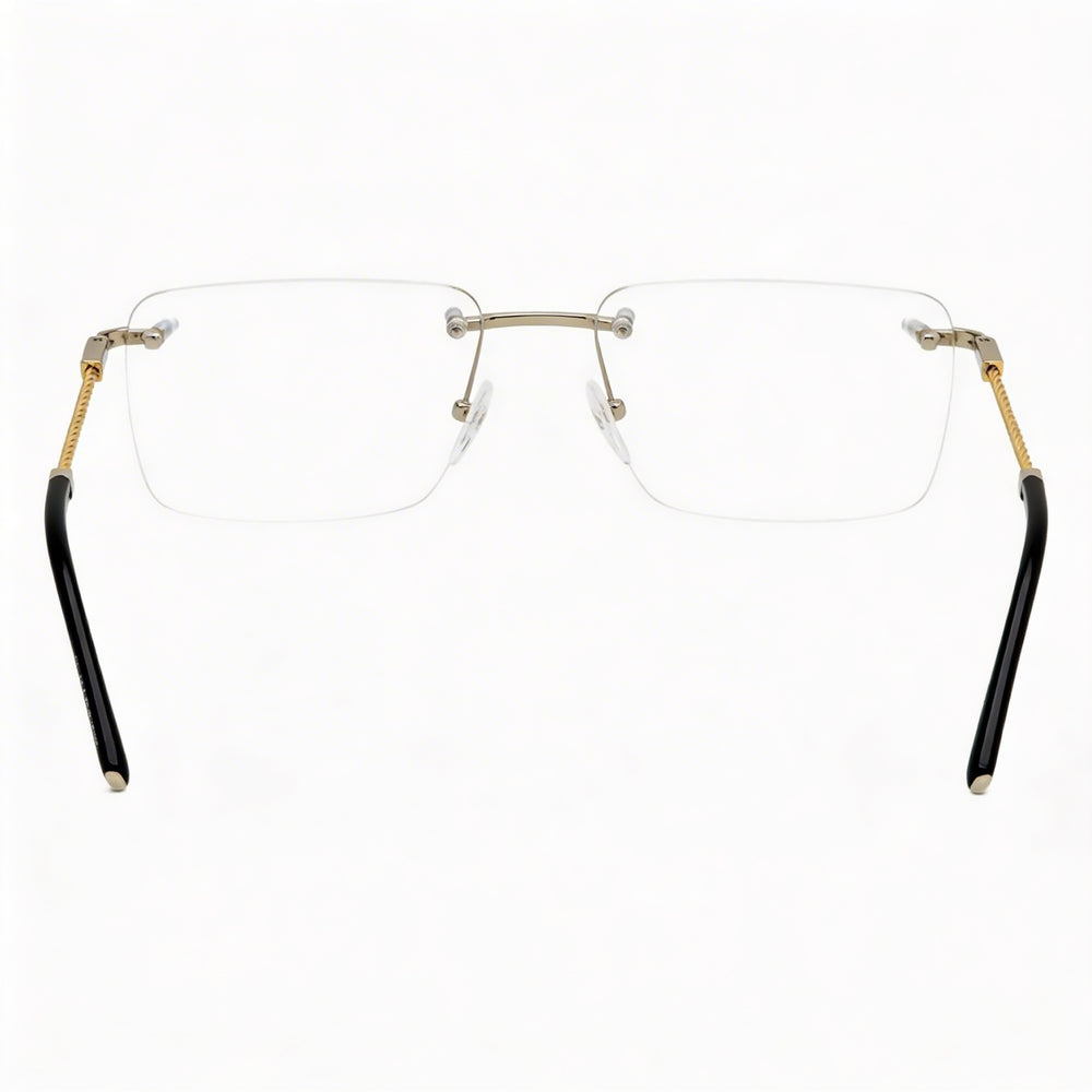 Charriol Pc75063 Men's Eyeglasses with Shiny Silver Gold Metal Frame and Clear Lenses 50mm