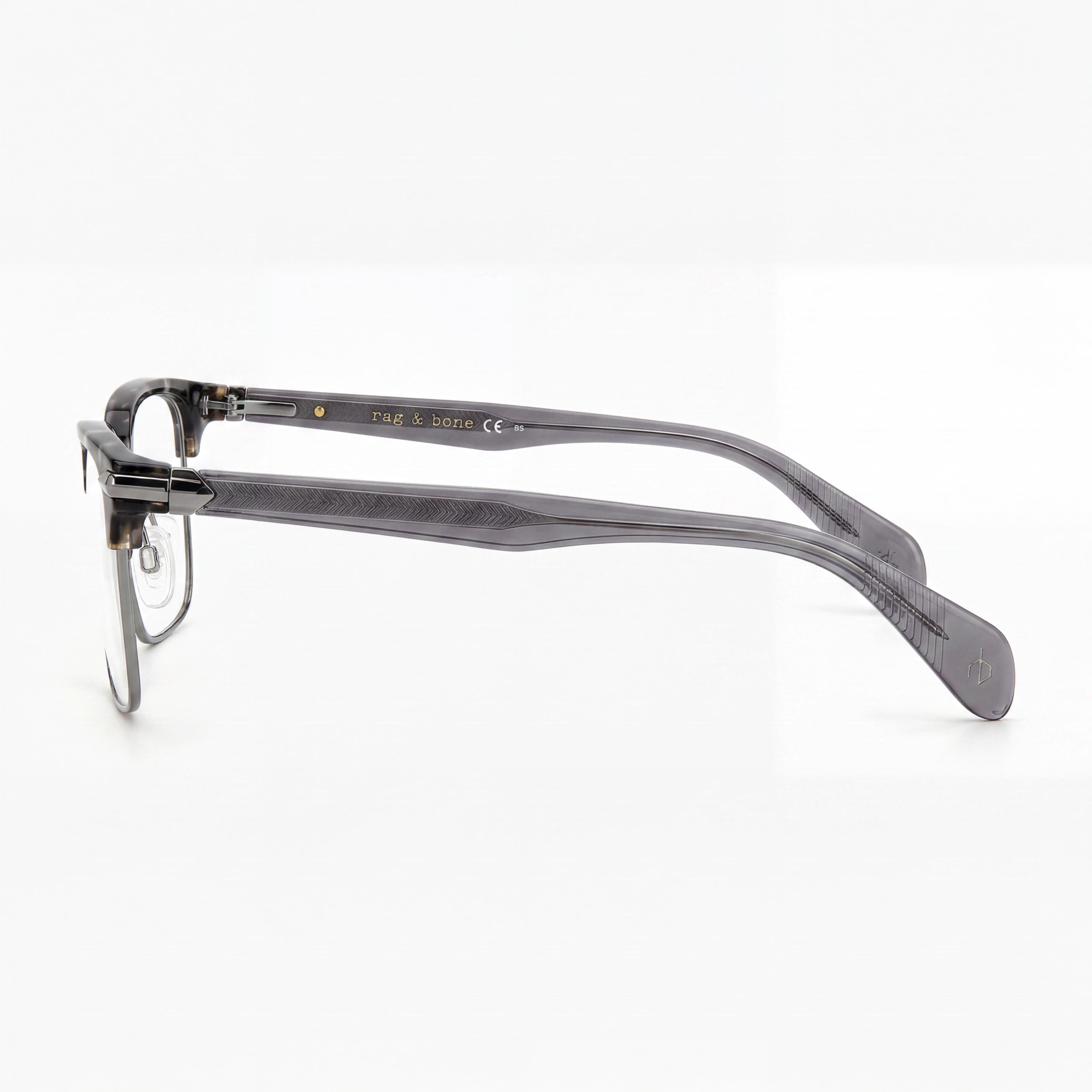 Rag & Bone Modern Men's Black Grey Havana Alloy Steel Sunglasses with Polycarbonate Lenses 53mm, Photo 2