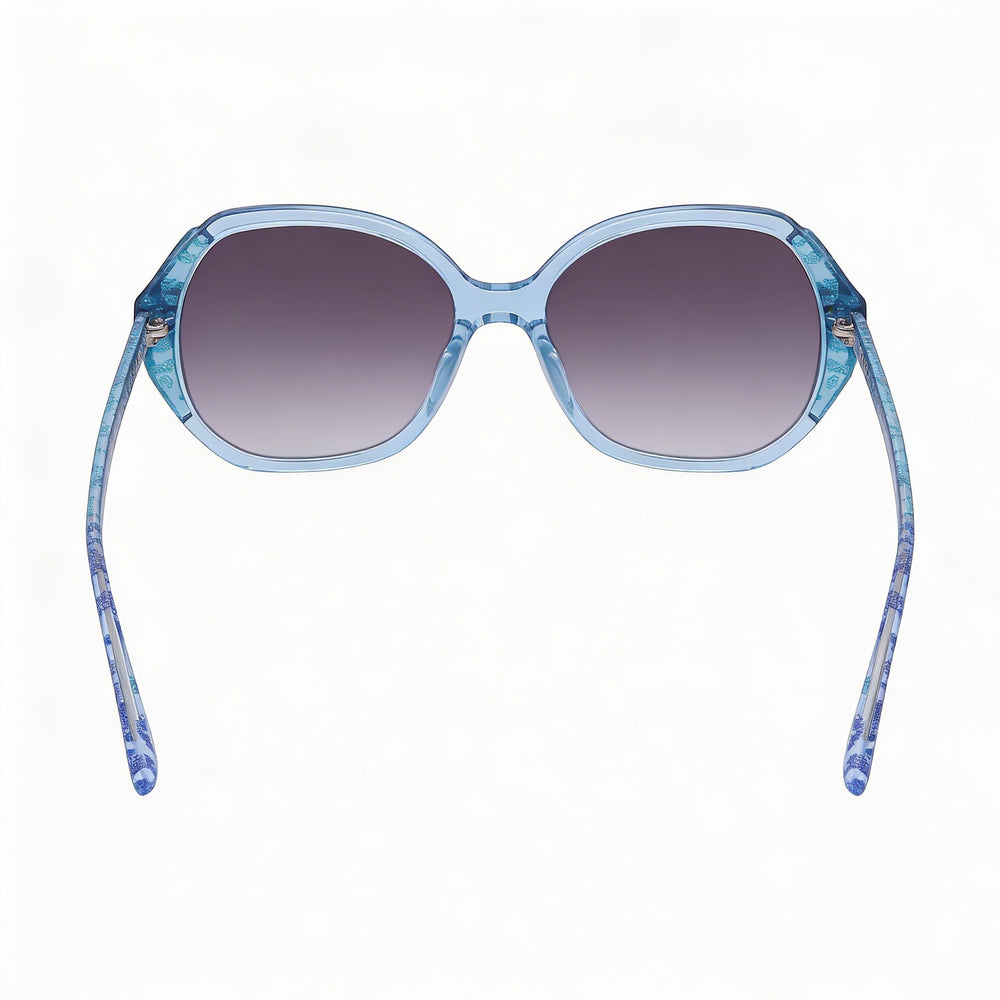 bebe Women's Bb7245 Blue Animal Plastic Frame with Blue Acetate Lenses, 54mm Lens Width, UV Protection