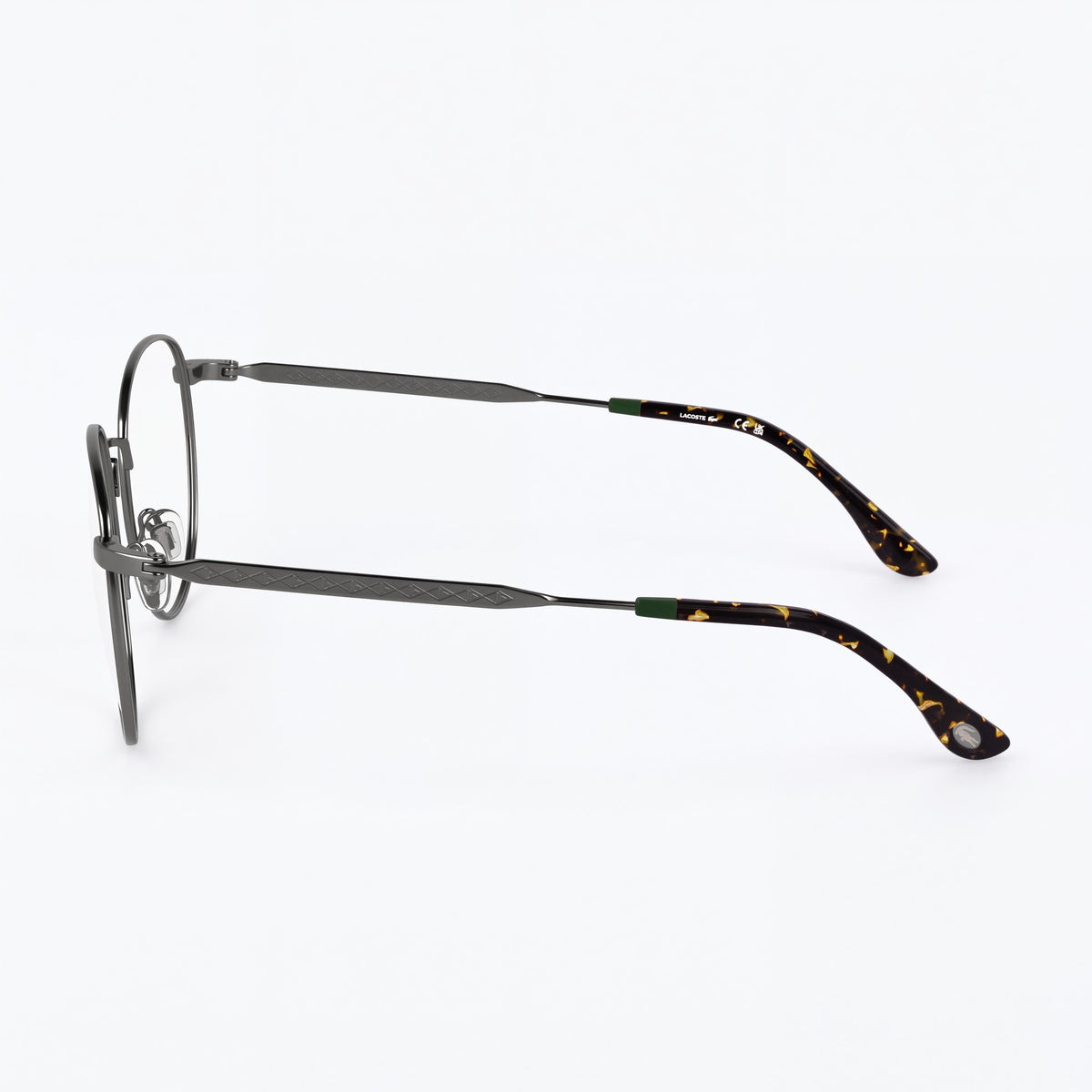Gafas graduadas Lacoste para hombre con montura de acetato en color gris plomo oscuro y lentes transparentes de policarbonato, 52 mm, Photo 3