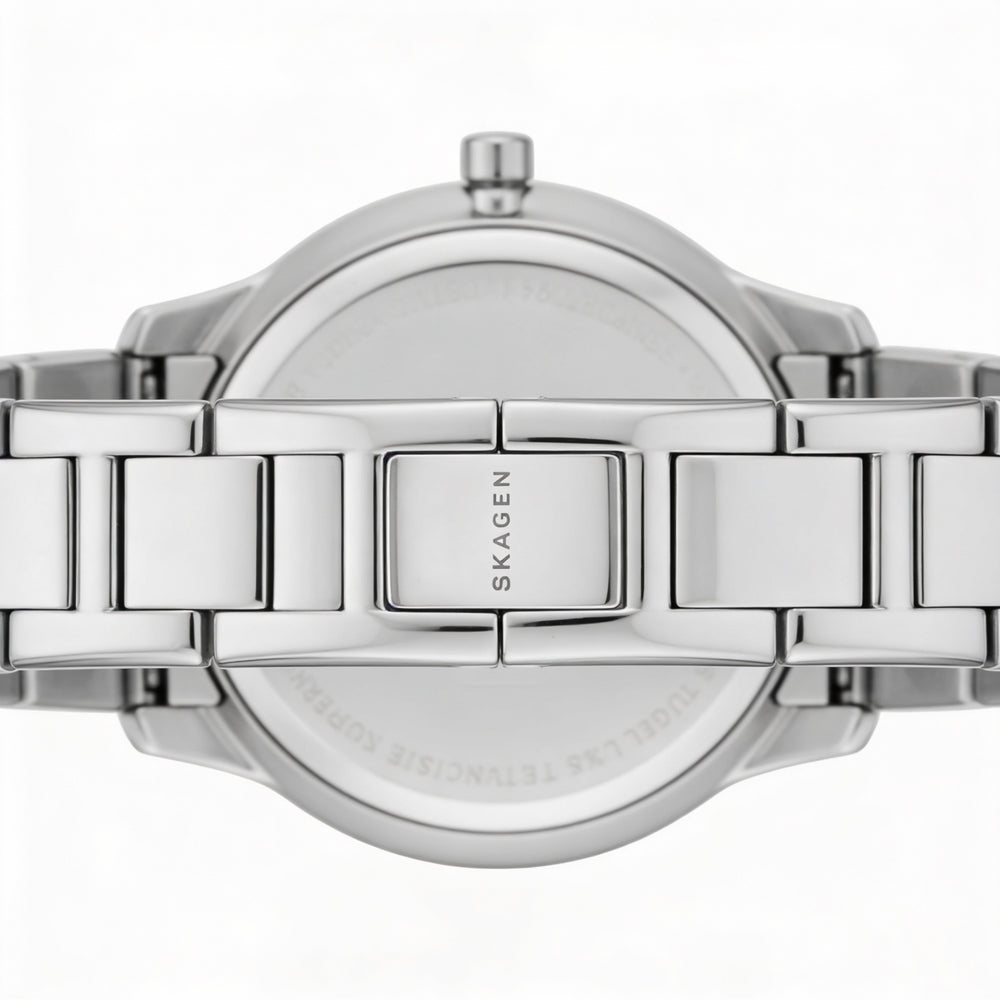 Reloj Skagen Freja Lille para mujer, de acero inoxidable plateado, con esfera de nácar blanco y resistente a los arañazos, de 26 mm