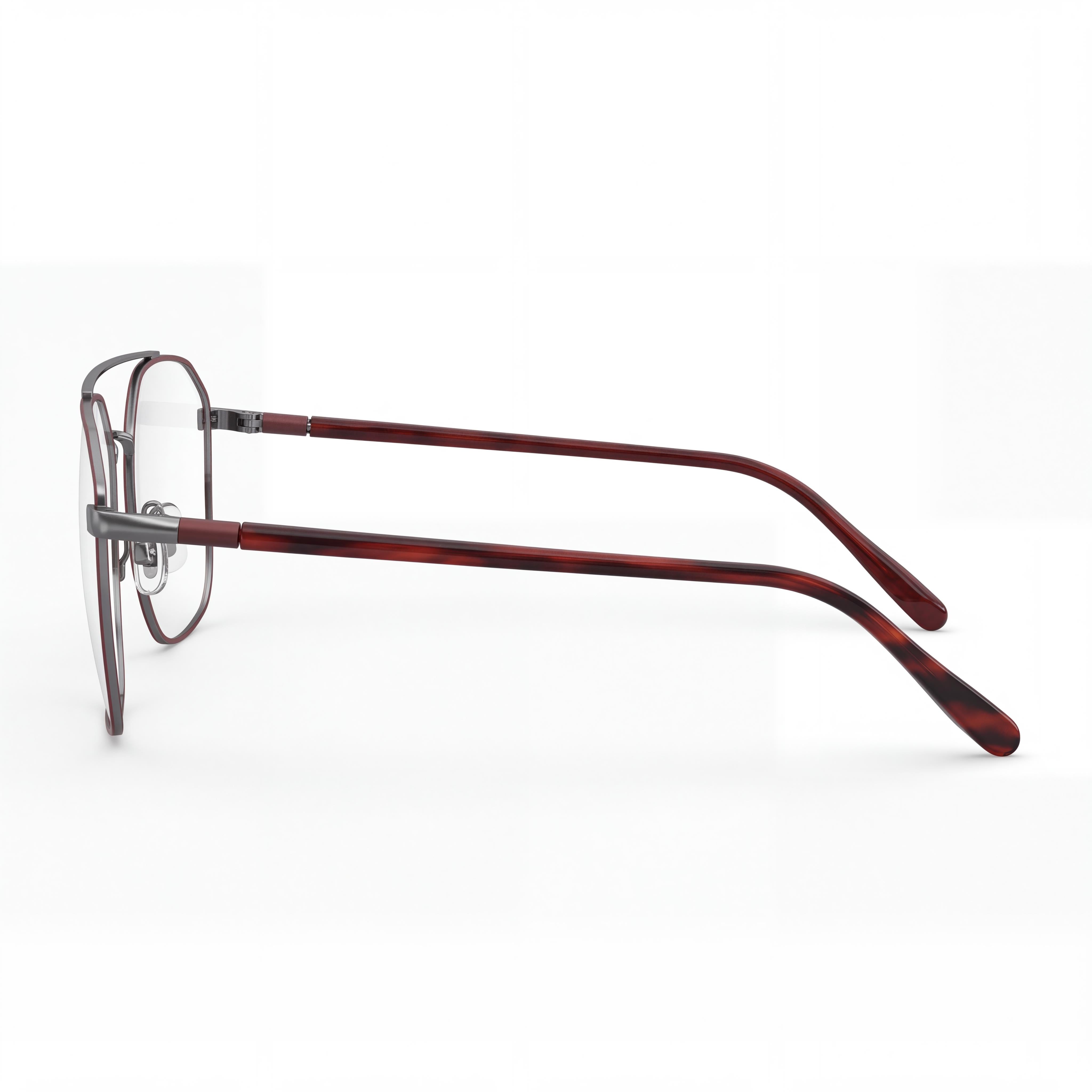 ELASTA E 8001 Men's Red Metal Eyewear, with Polycarbonate Lenses, featuring 57mm Lens Width, 18mm Bridge, and 145mm Temples, Photo 2