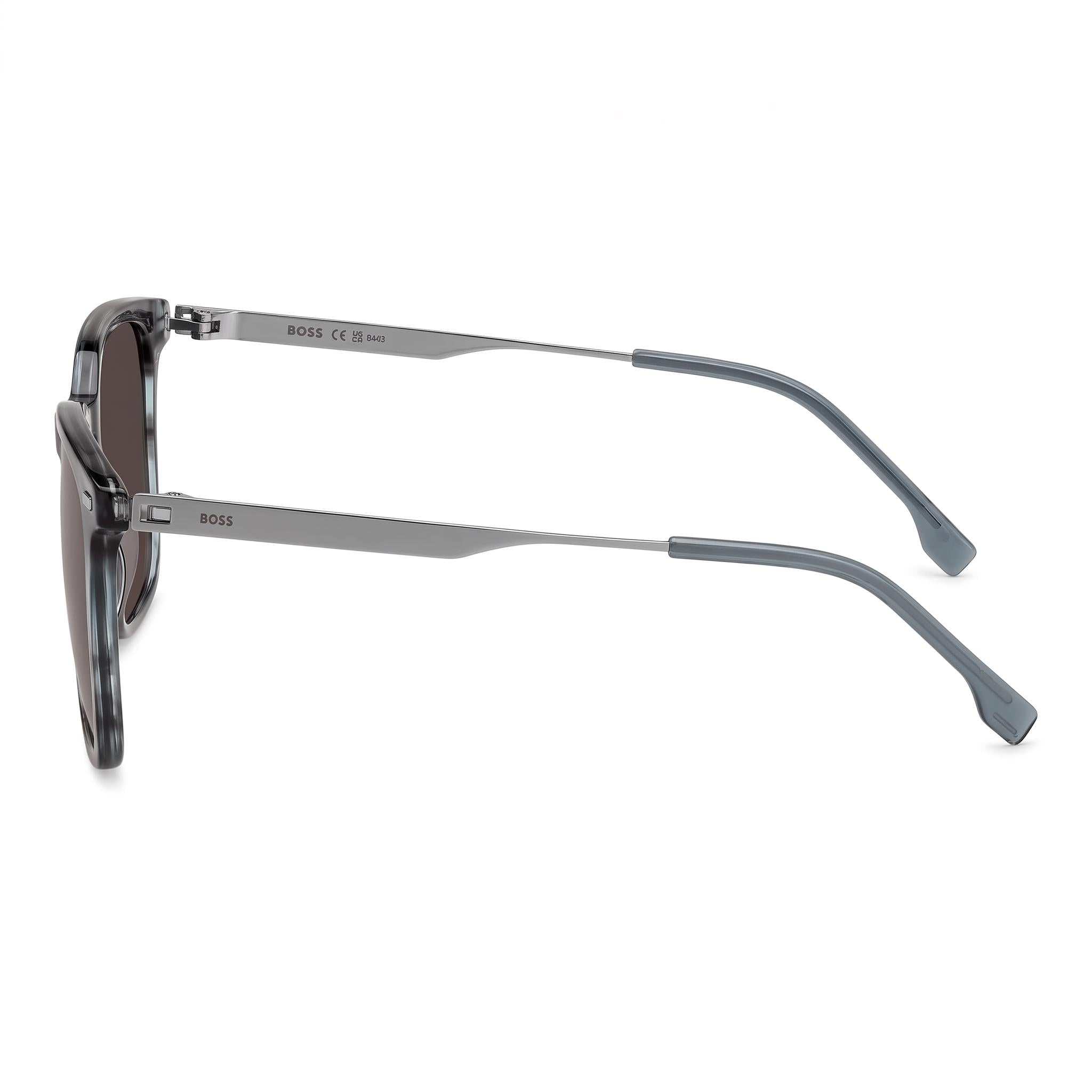 HUGO BOSS BLACK Modern Men’s Non-Polarized Striped Grey Ruthenium Stainless Steel Glasses 54mm, Photo 3