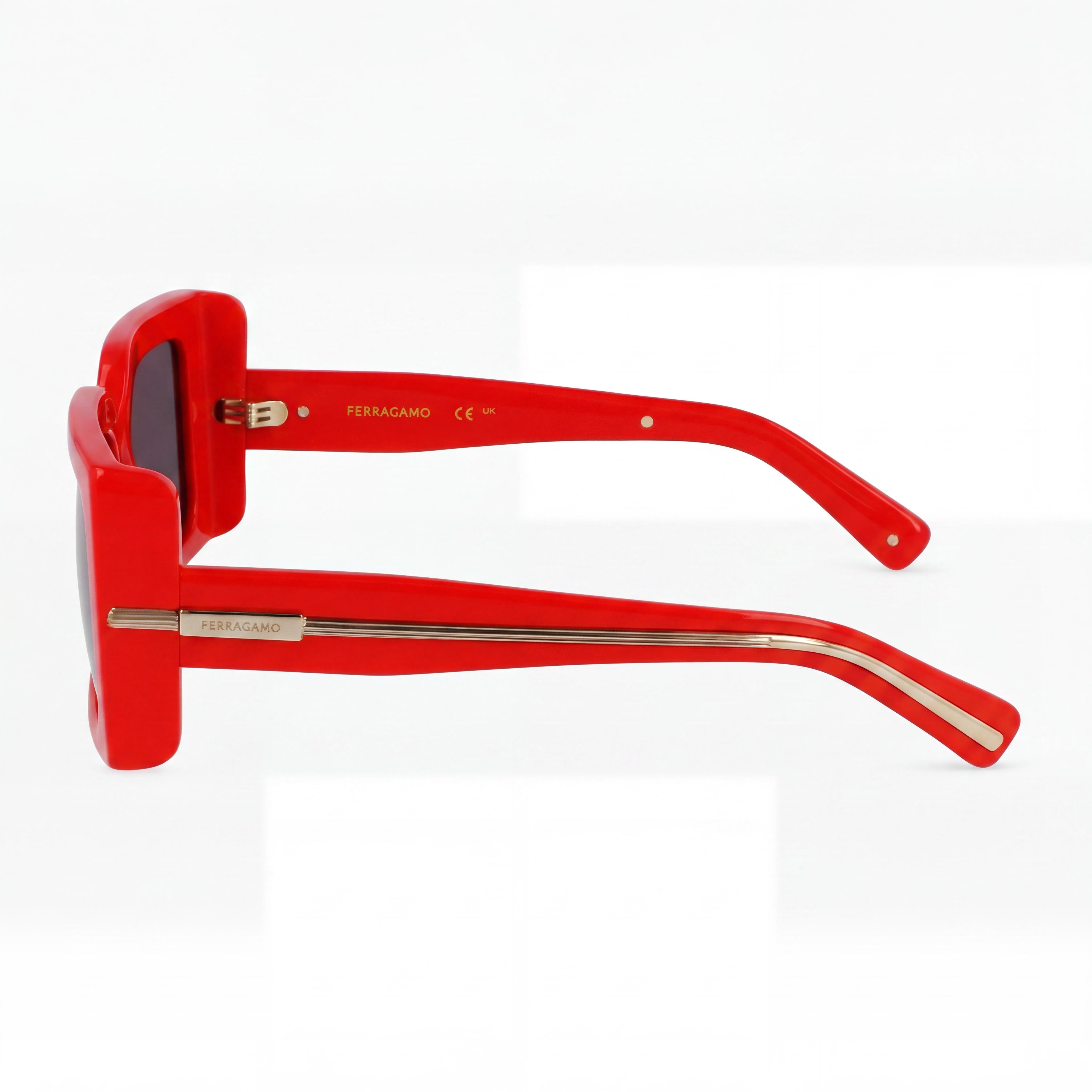 Ferragamo Sf2032s Gafas de titanio rojo para mujer con lentes grises, lente 55mm, puente 19mm, patilla 140mm, Photo 3
