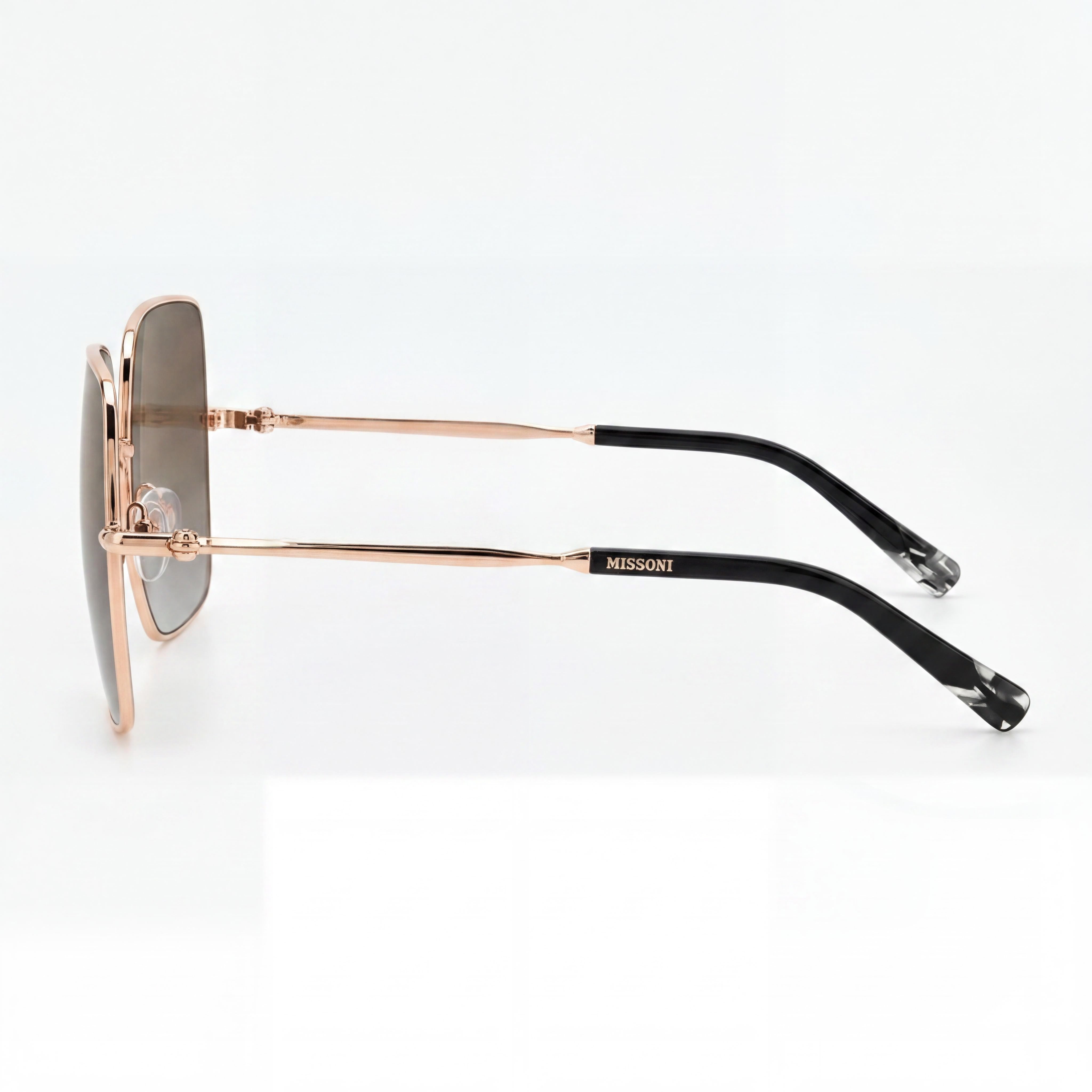 Gafas de sol Missoni Classic Glam de aleación de acero no polarizadas para mujer, 100 % UV, montura gris oro rosa, lentes oro rosa de 58 mm, Photo 3