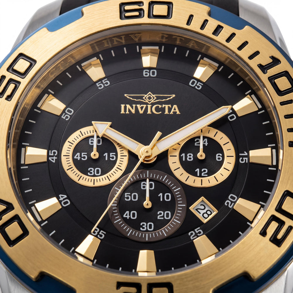 Invicta Pro Diver 30765 Modern Multicolored Unisex Quartz Chronograph Watch with Date & GMT, 50mm Stainless Steel Case, Silicone Strap