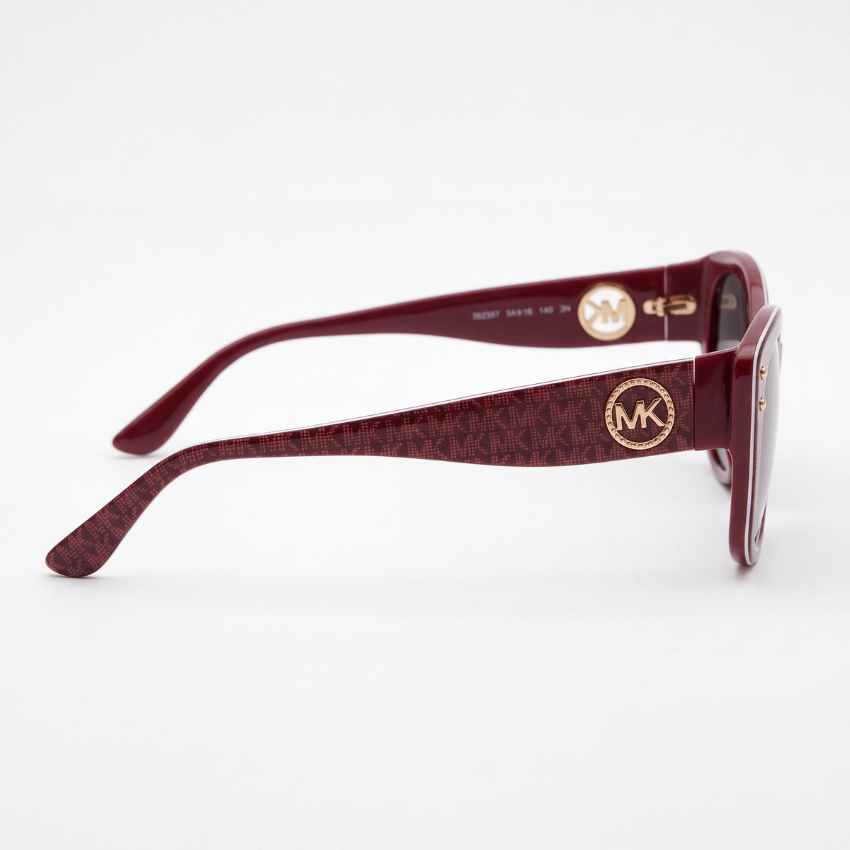 Michael Kors 2175u Charleston Gafas de sol de acetato para mujer, Merlot Logo repetido Gris oscuro sólido y Morado rojizo, 55mm, Protección UV, Photo 3