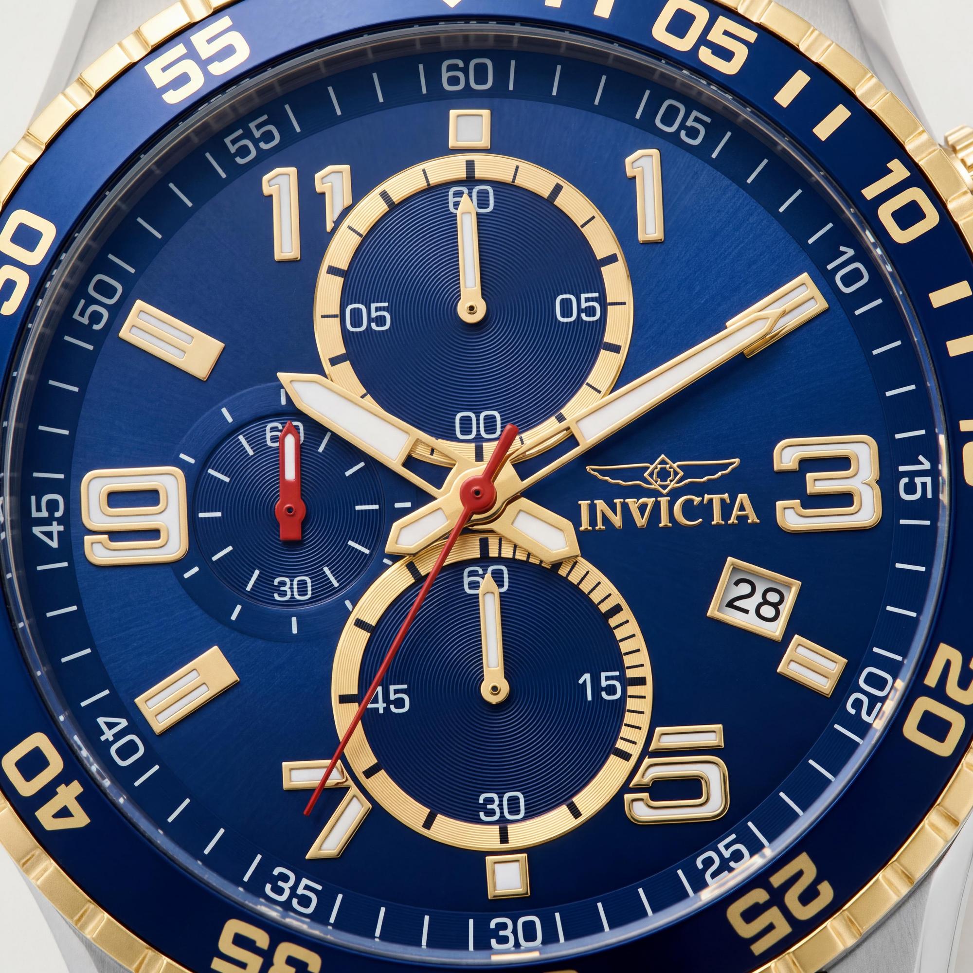 Reloj de cuarzo con cronógrafo unisex Invicta Specialty 36984, acero inoxidable de 45 mm, esfera plateada y azul., Photo 2
