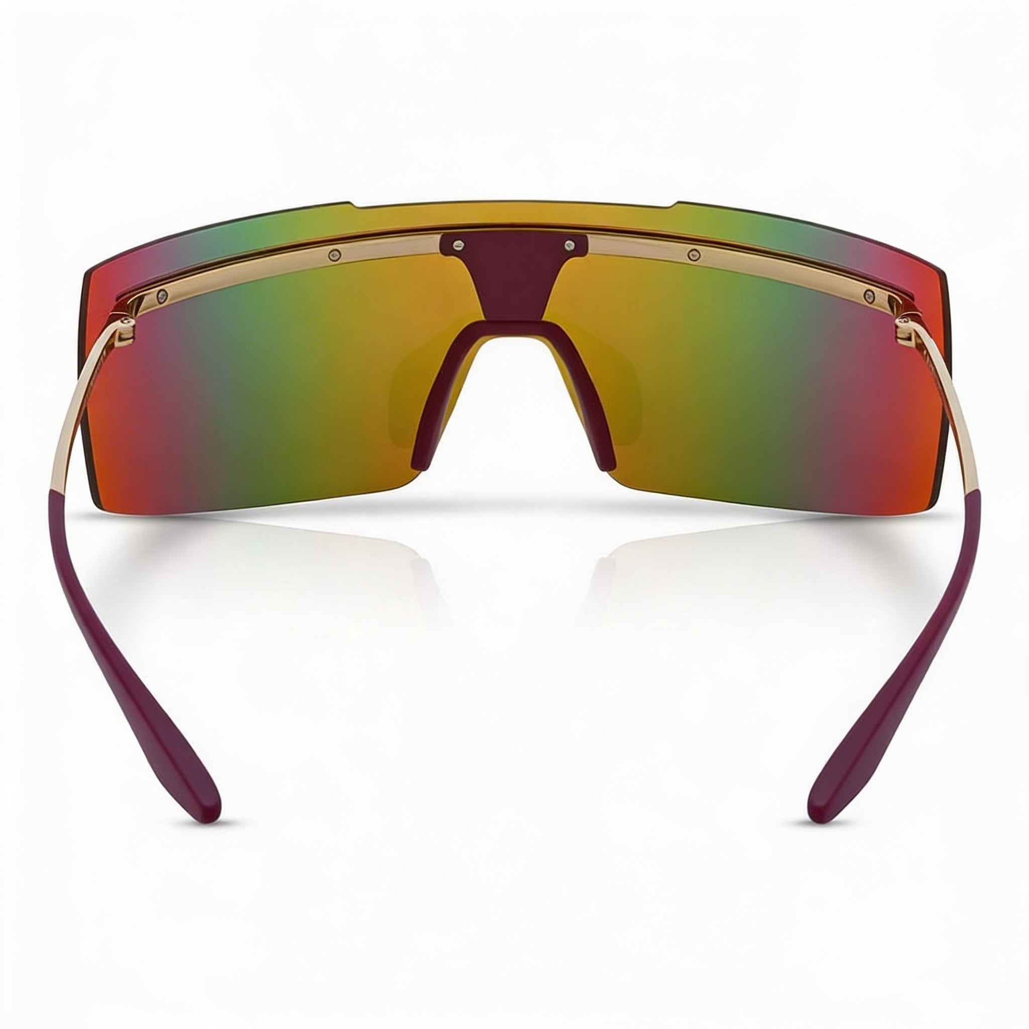 Gafas de sol unisex modernas NIKE con montura de plástico dorada carmesí espejada, lentes rojas, protección 100% UVA/UVB, 67mm, Photo 4
