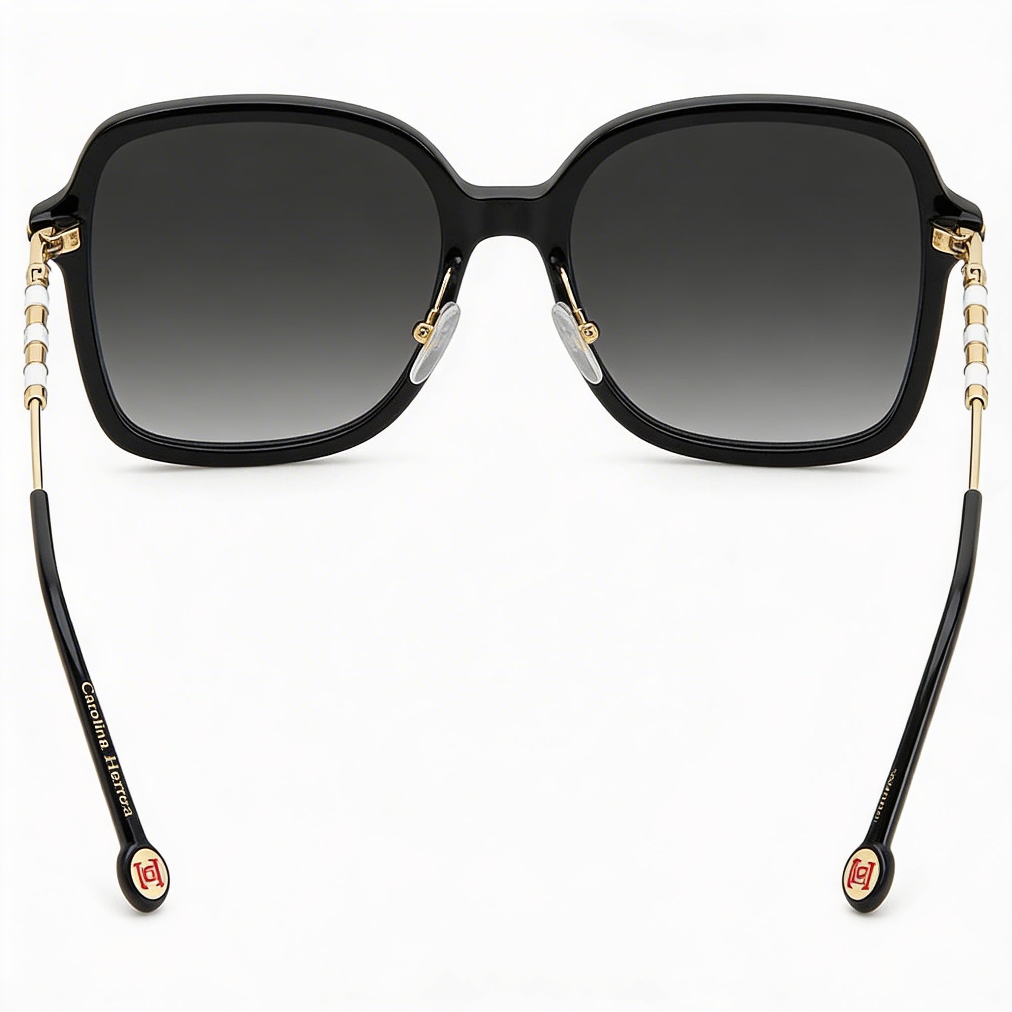 Carolina Herrera Classic Women's Square Black Plastic Dark Grey Shaded UV Protected Sunglasses 55-20-145, Photo 4