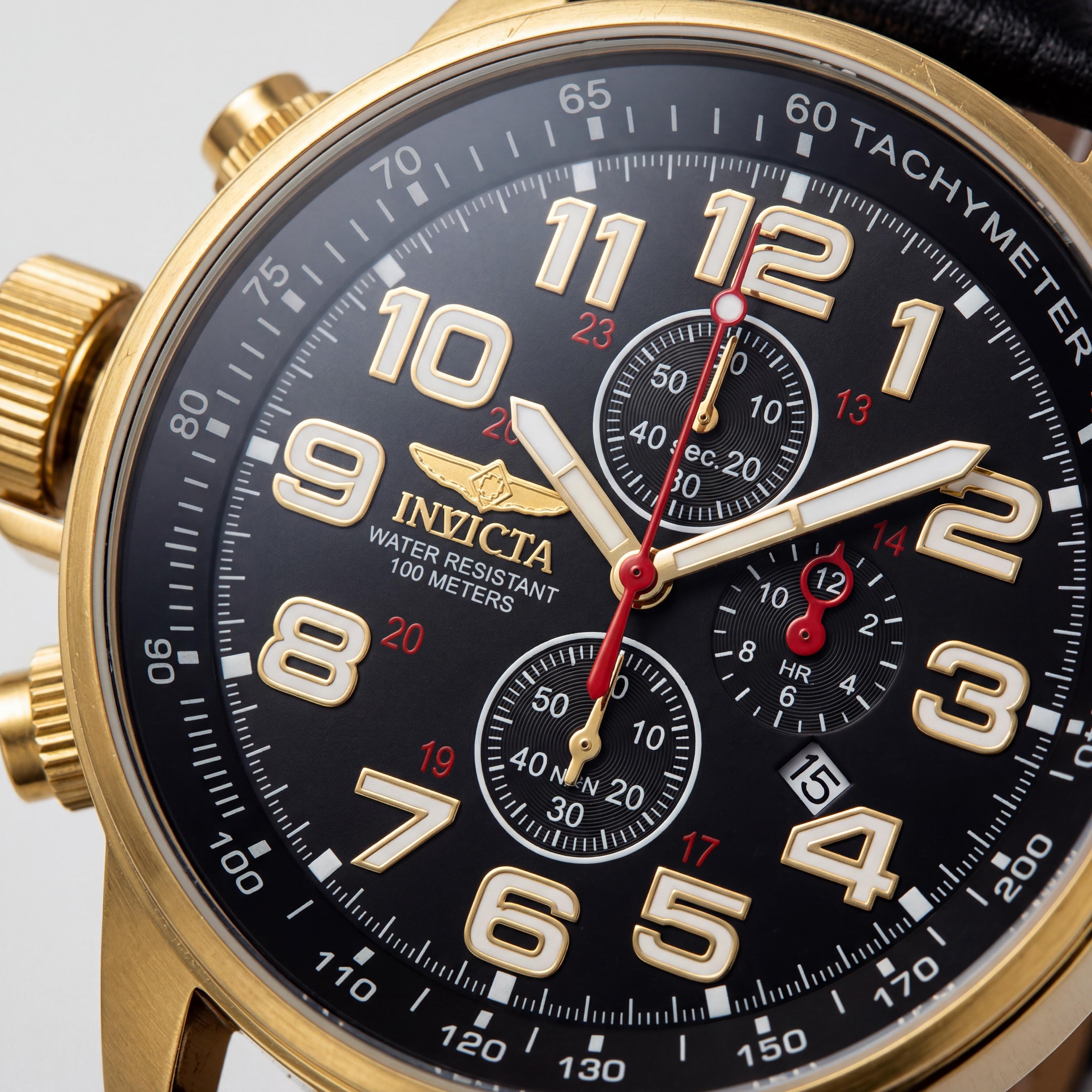 Invicta Cronógrafo Izquierdo para Hombre, Cuero Negro 3330, Photo 2