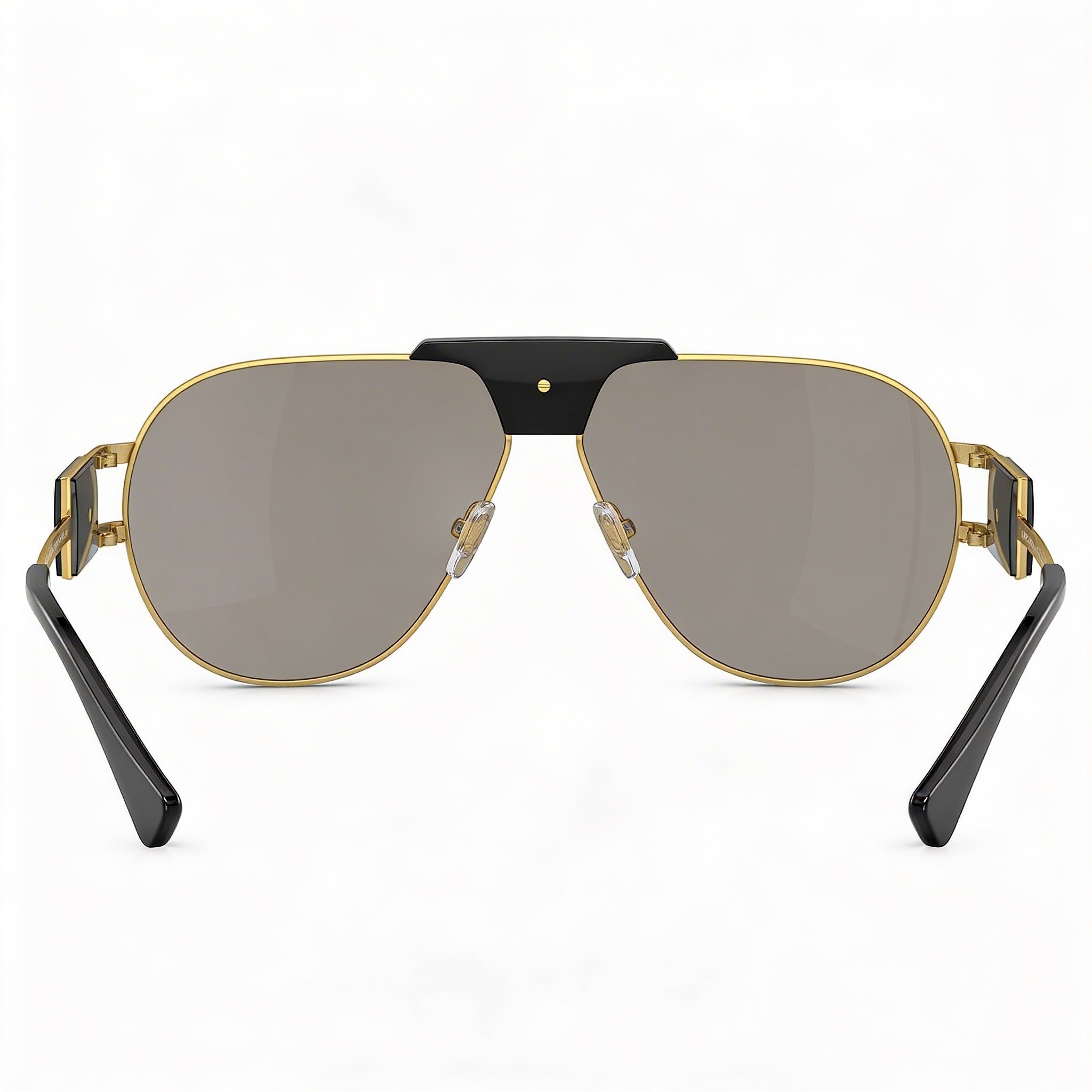 Versace Contemporary Unisex Metal Frame Sunglasses Gold Black Light Grey Mirror Silver Non-Polarized with UV Protection 63mm, Photo 3