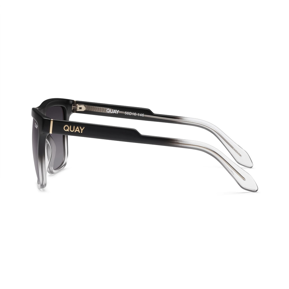 QUAY AUSTRALIA Let It Run Men's Black to Clear Frame Smoke Lens Polarized UV Protection Sunglasses
