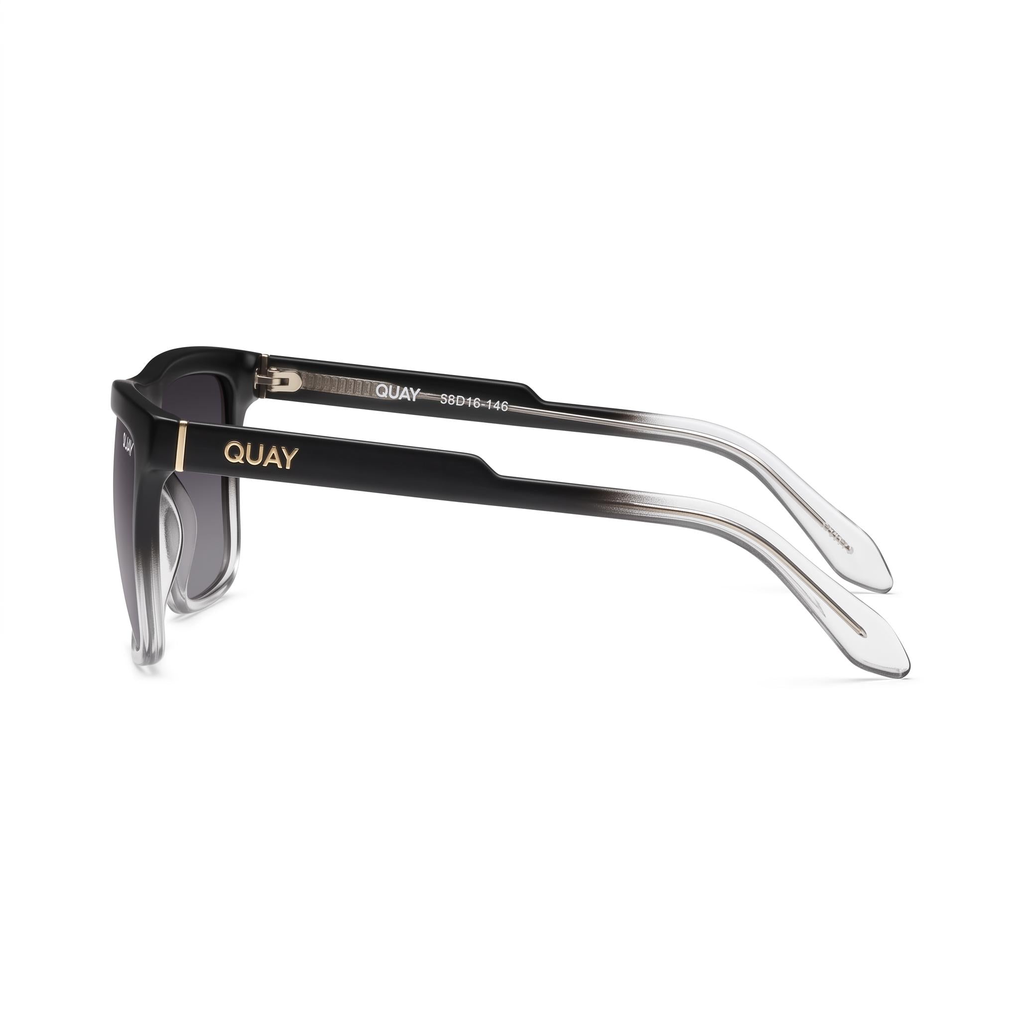 QUAY AUSTRALIA Let It Run Men's Black to Clear Frame Smoke Lens Polarized UV Protection Sunglasses, Photo 3