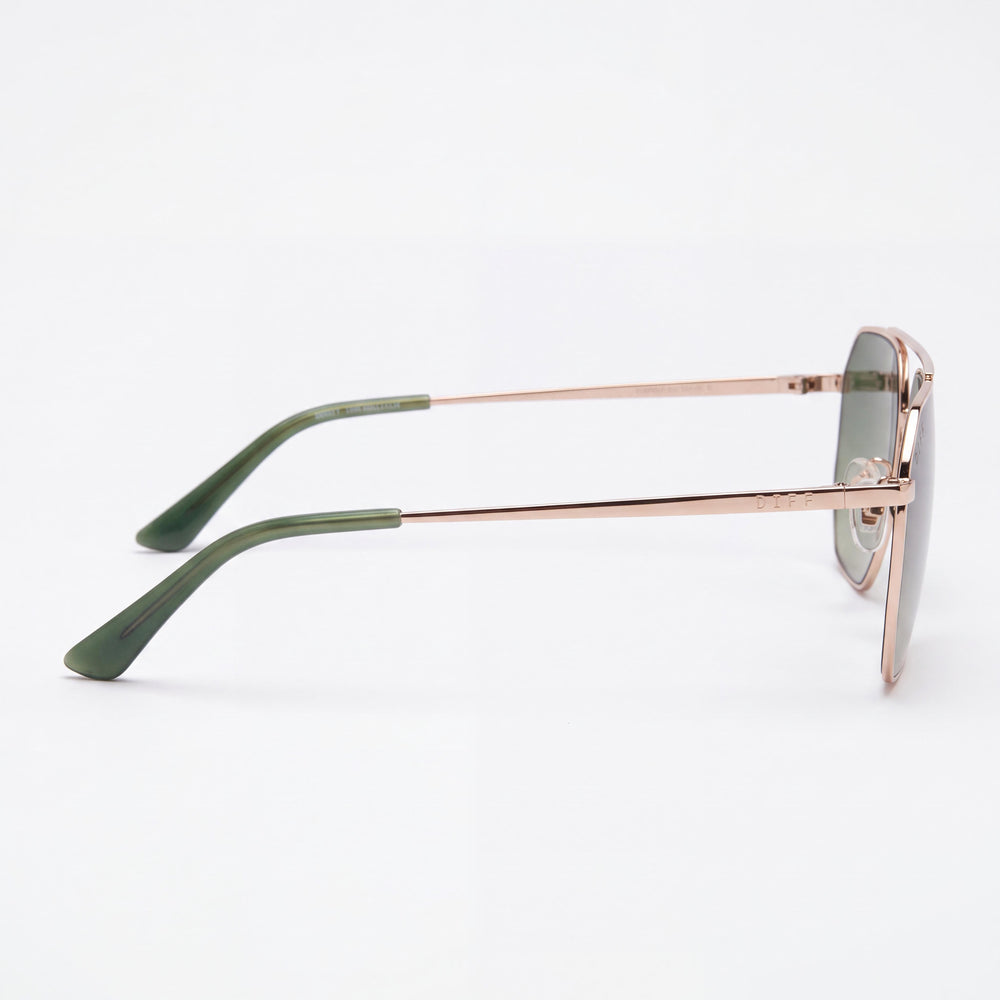 DIFF Berkely Women's Aviator Polarized Sunglasses Champagne Gold Aloe Green Gradient Stainless Steel 59mm
