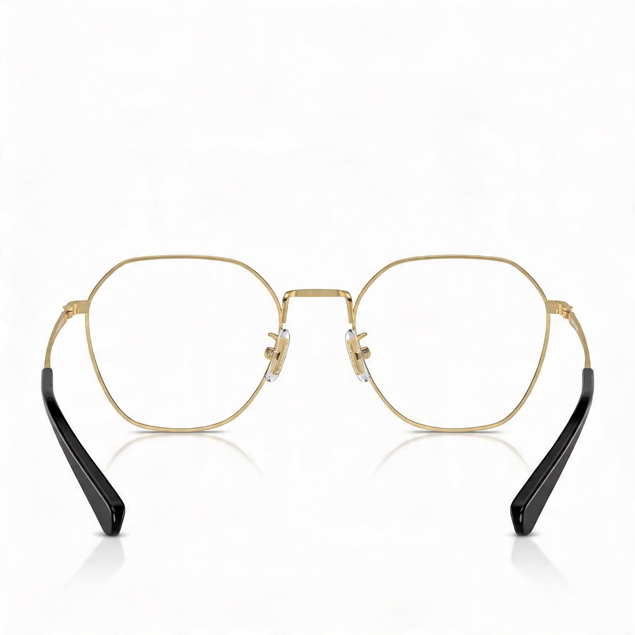 COACH Hc5170 Men's Round Metal Eyeglass Frame, Shiny Light Gold, Demo Lens, 52mm, Photo 4