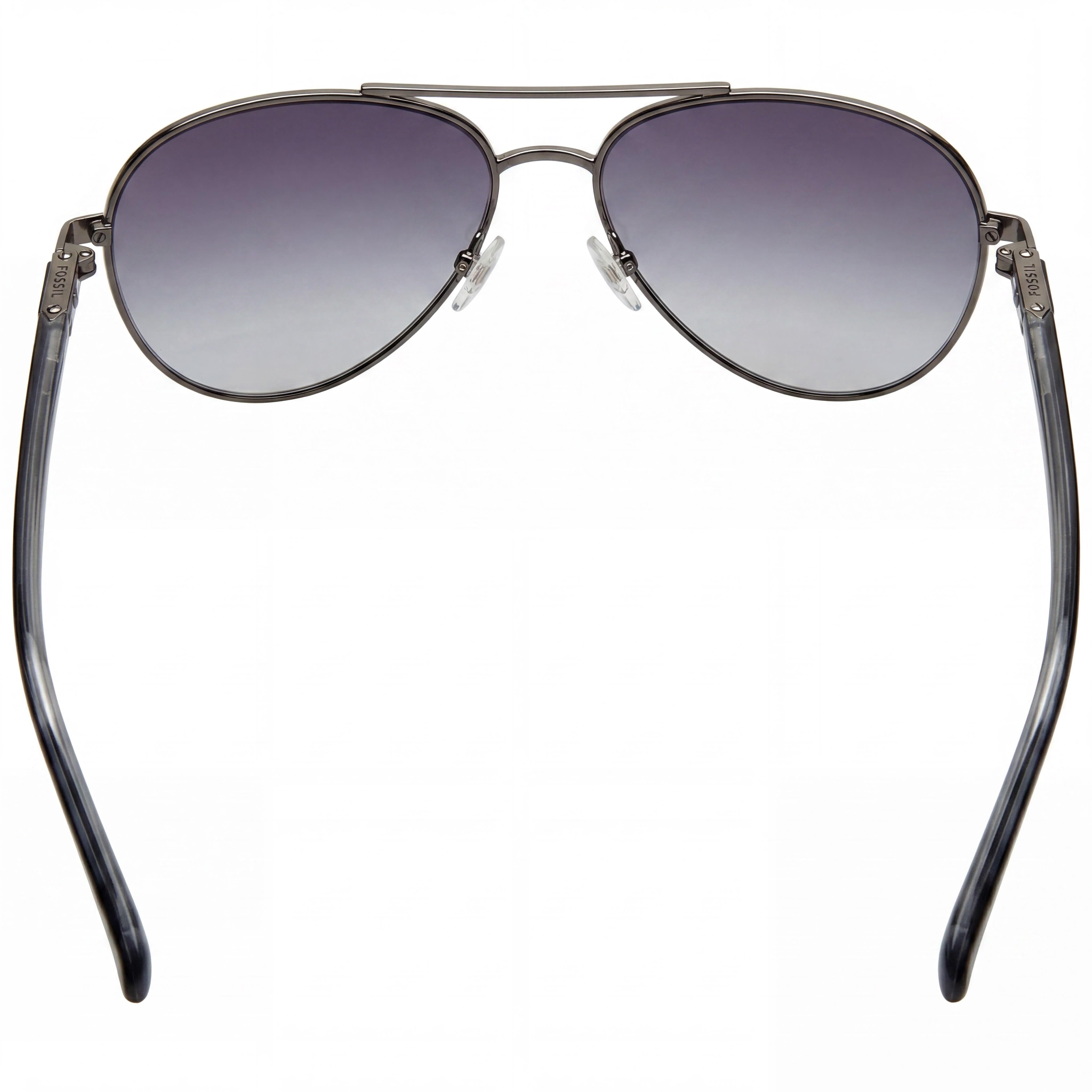 Fossil Fos 3101/S Unisex Aviator Dark Ruthenium Alloy Steel Frame Gray Shaded Lens UV Protected Sunglasses 58mm, Photo 4