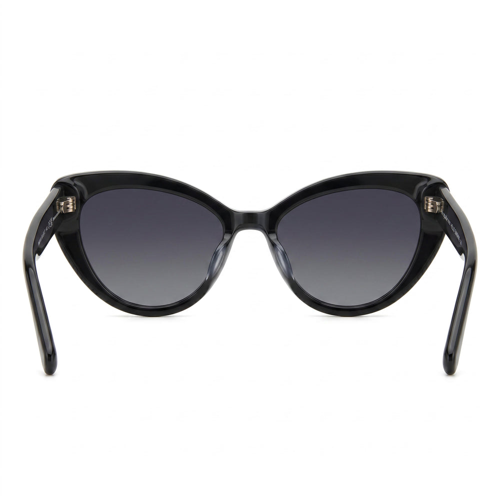 Gafas de sol informales kate spade new york para mujer, con montura ecológica negra, lentes grises oscuras degradadas, 100 % protección UV, no polarizadas, 53 mm