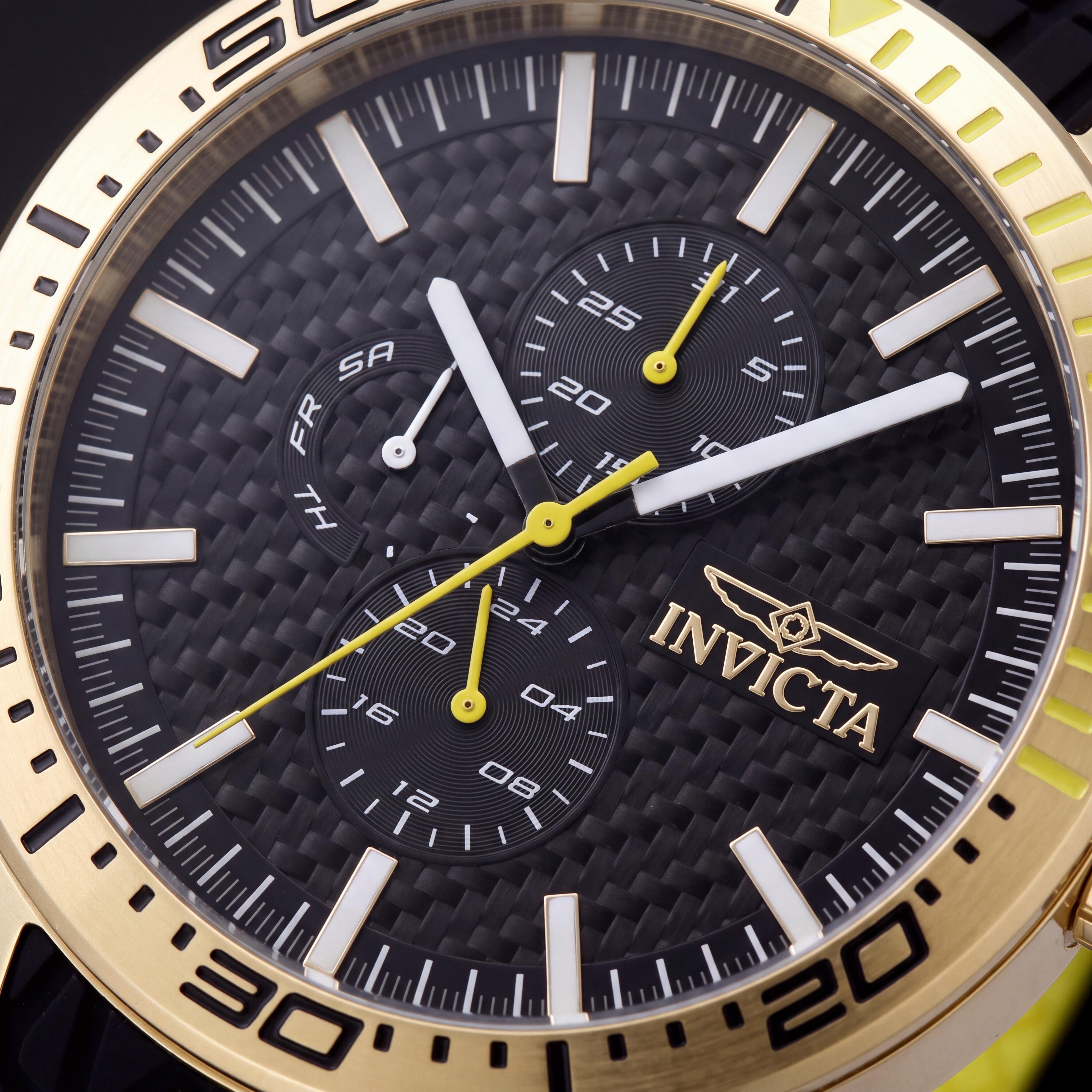 Invicta Racing 48873 Unisex Chronograph Quartz Watch, Gold Stainless Steel Case, Silicone Strap, 46mm, Photo 2